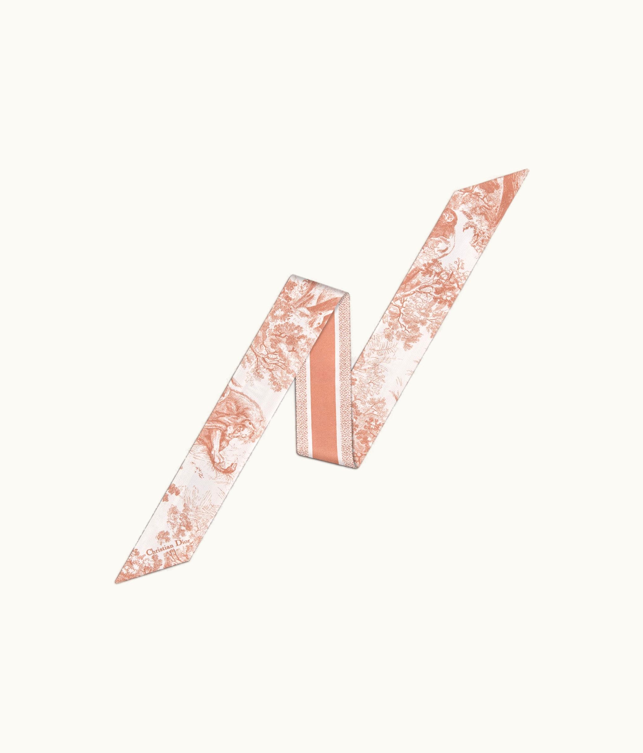Dior Dior Toile De Jouy Sauvage Mitzah Scarf - Ivory And Pink Silk Twill