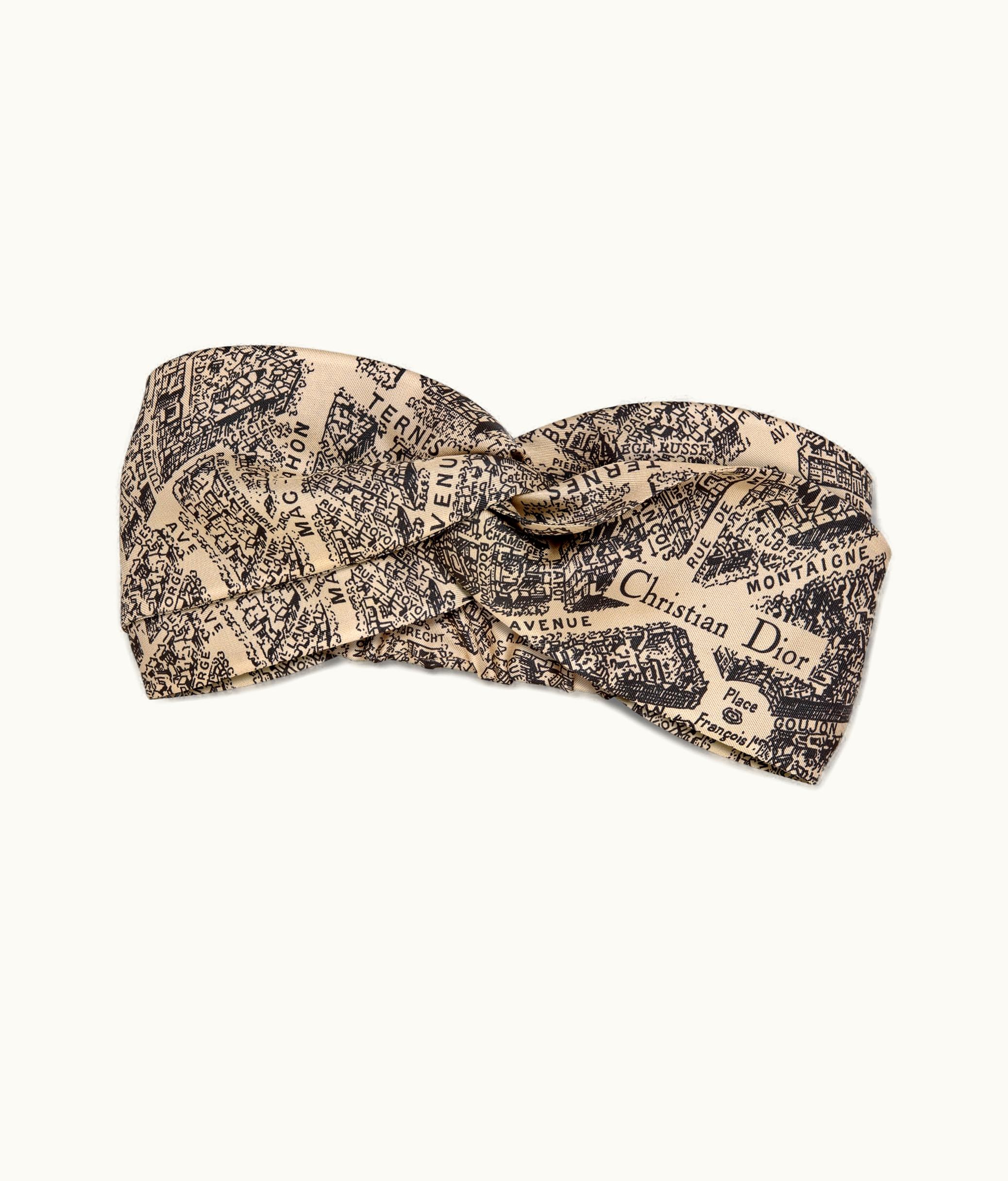 Dior Plan De Paris Dior Silk Band - Beige And Black Silk Twill
