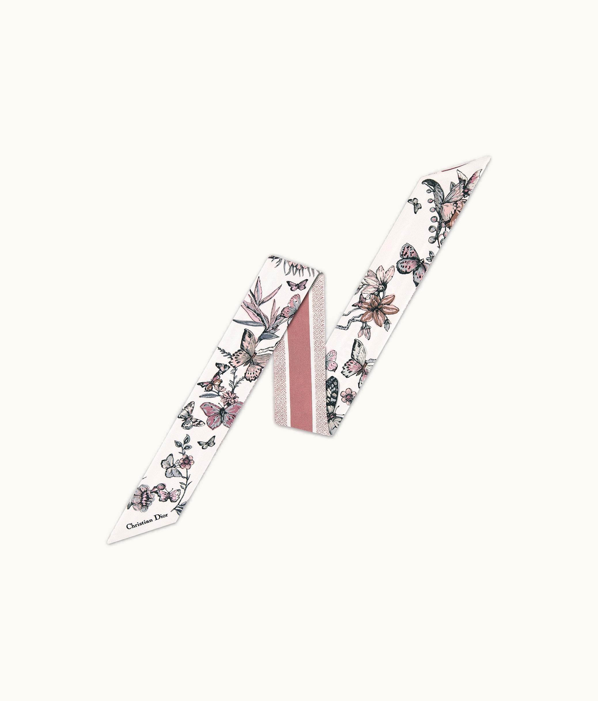 Dior Dior Toile De Jouy Mexico Mitzah Scarf - White And Pastel Pink Silk Twill