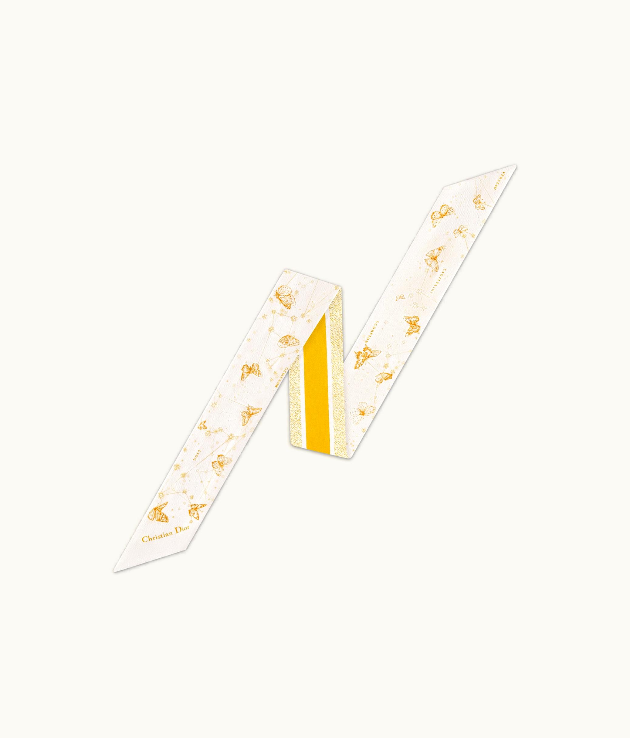 Dior Dior Butterfly Zodiac Mitzah Scarf - Ivory And Gold-Tone Silk Twill