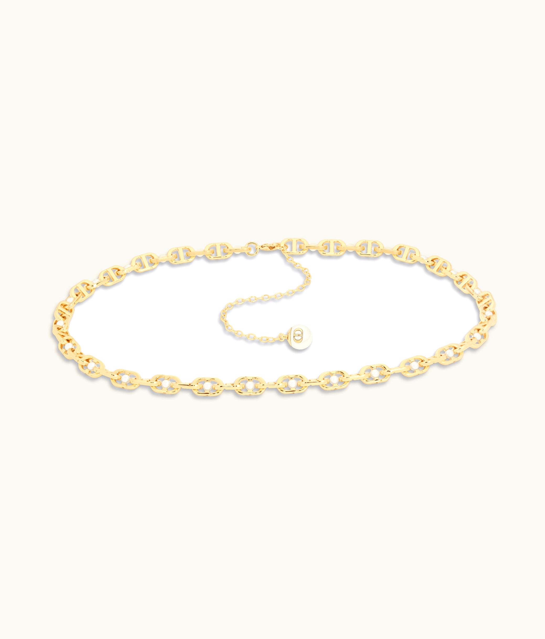 Dior Dior 30 Montaigne Jolie Chain Belt - Gold-Finish Metal And White Resin Pearls, 10 MM