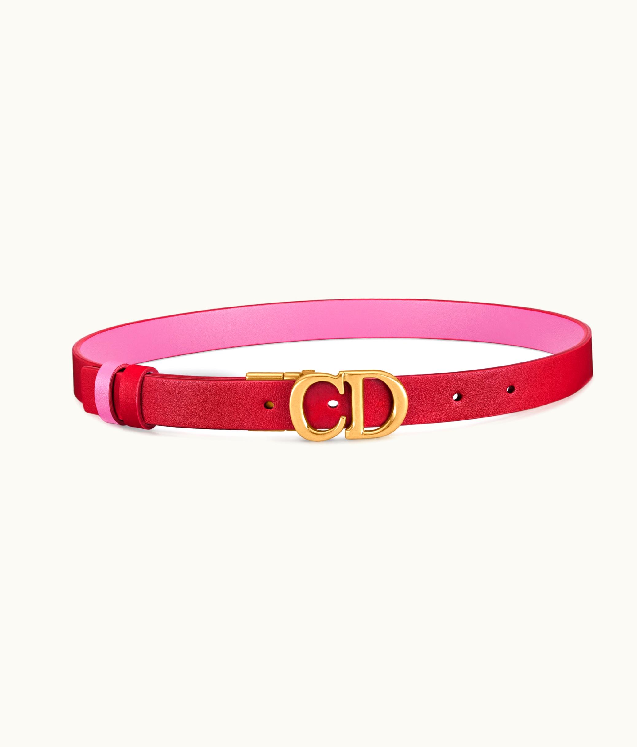 Dior Dior Reversible Saddle Belt - Amaryllis Red And Passion Pink Smooth Calfskin, 20 MM