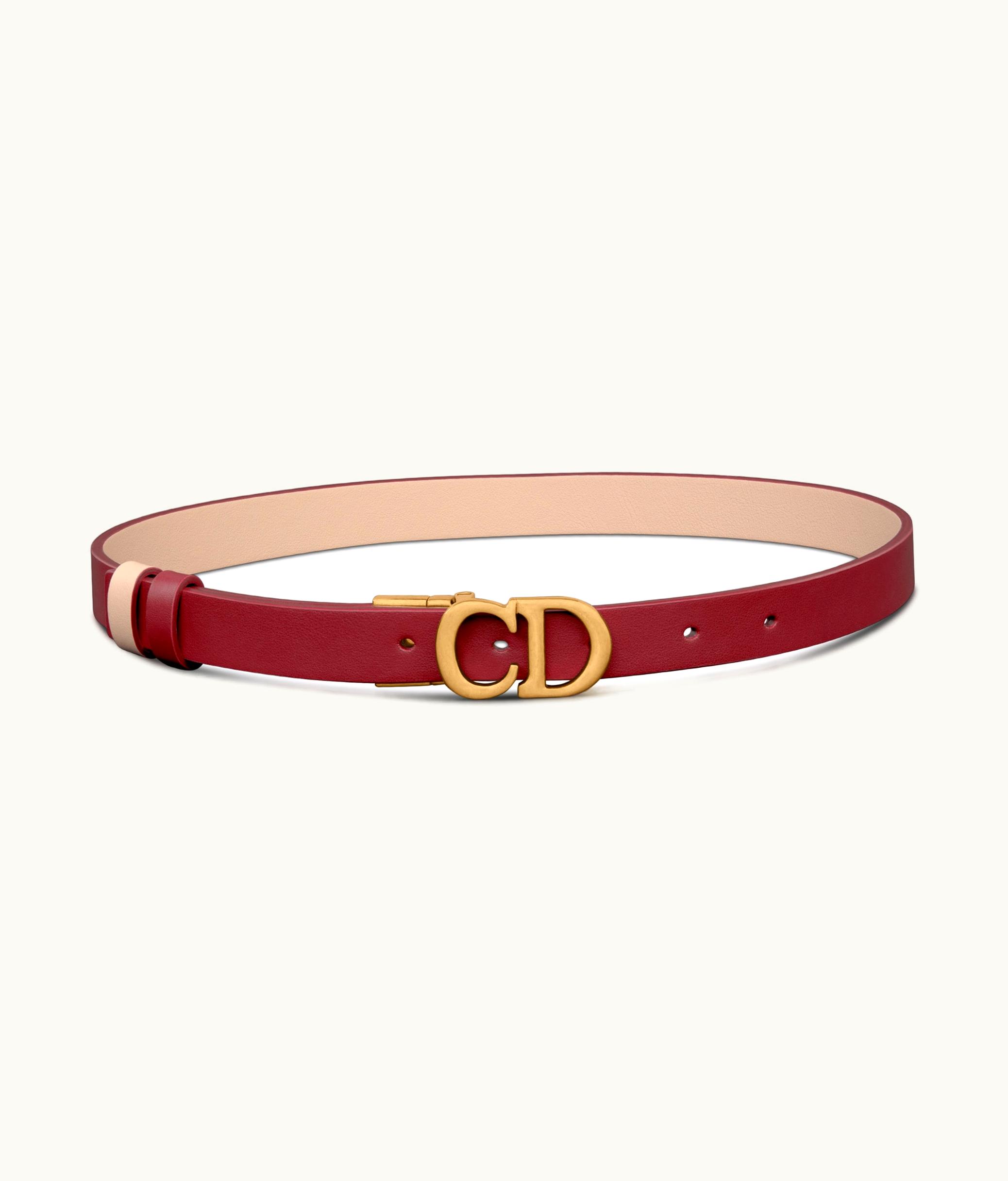 Dior Dior Reversible Saddle Belt - Burgundy And Sand Pink Smooth Calfskin, 20 MM