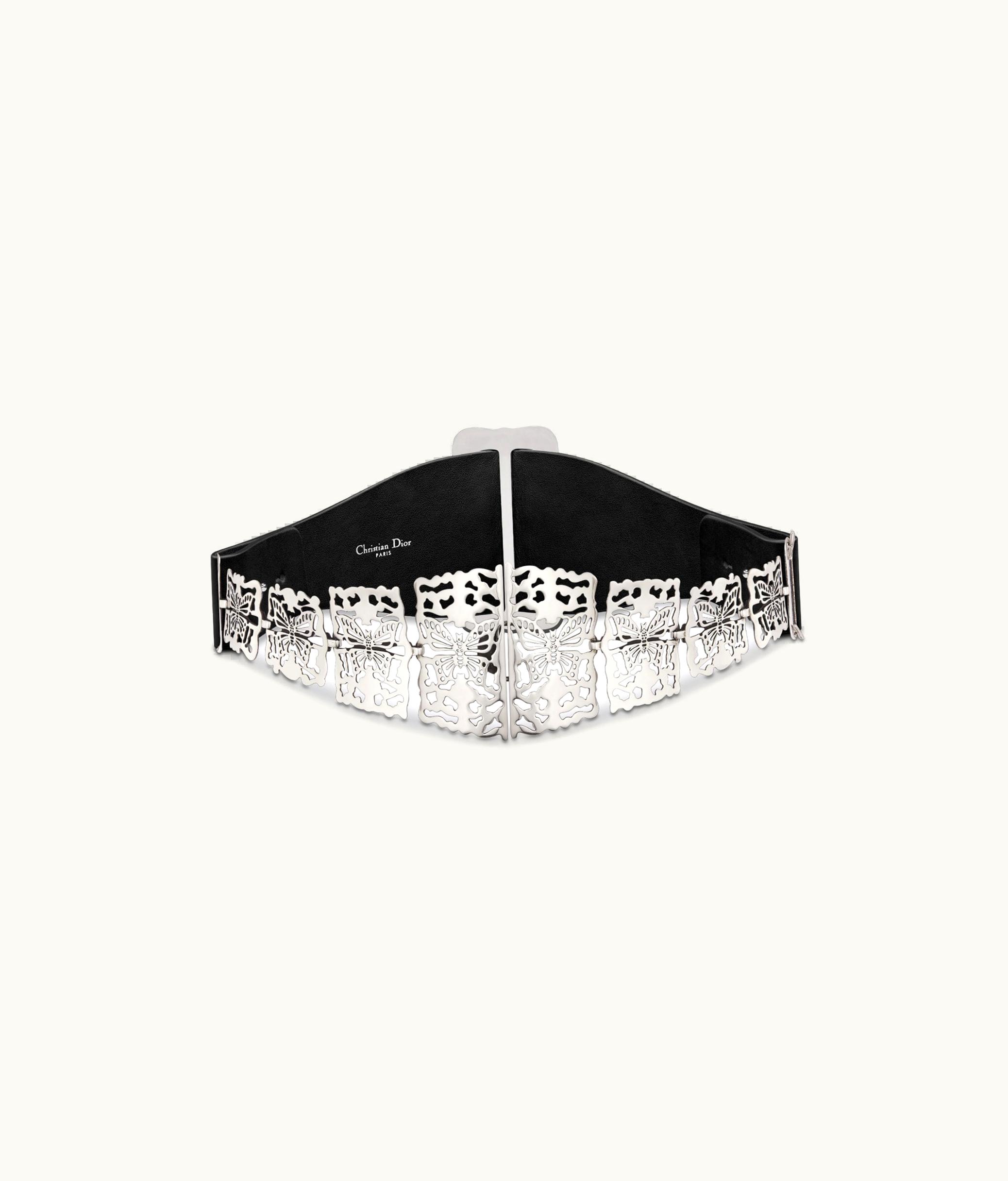 Dior Dior Métamorphose Belt - Black Matte Calfskin And Silver-Finish Metal, 10 CM