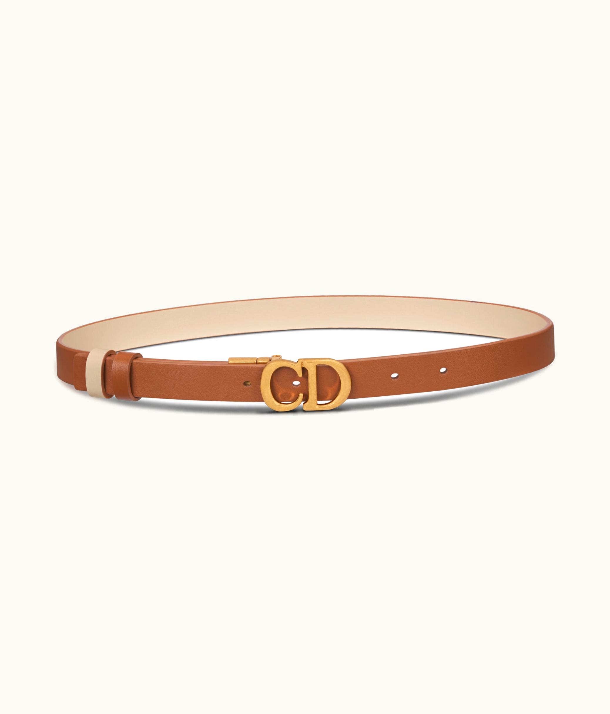 Dior Dior Reversible Saddle Belt - Golden Saddle And Caramel Beige Smooth Calfskin, 20 MM