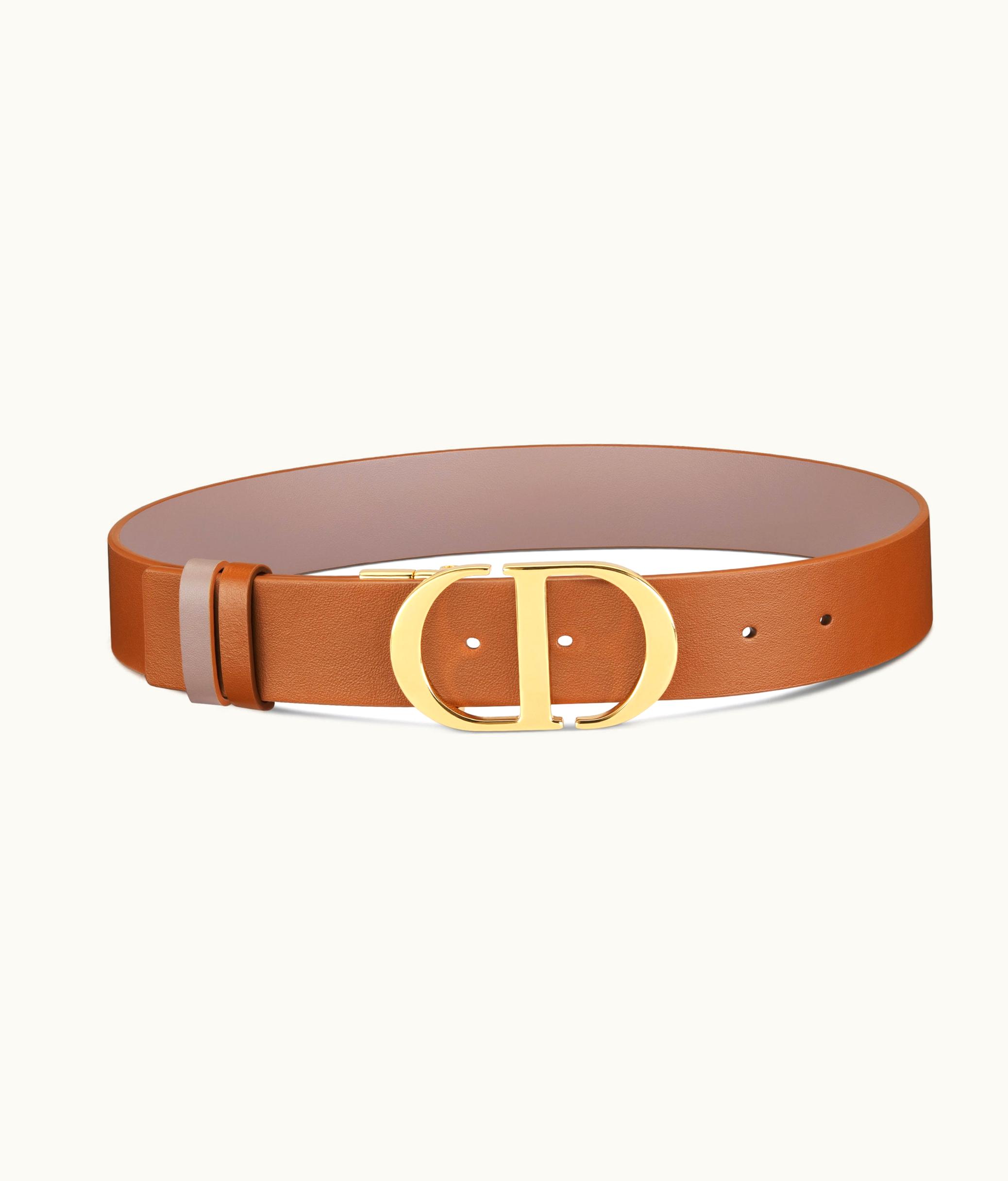 Dior Dior 30 Montaigne Reversible Belt - Golden Saddle And Warm Taupe Smooth Calfskin, 35 MM
