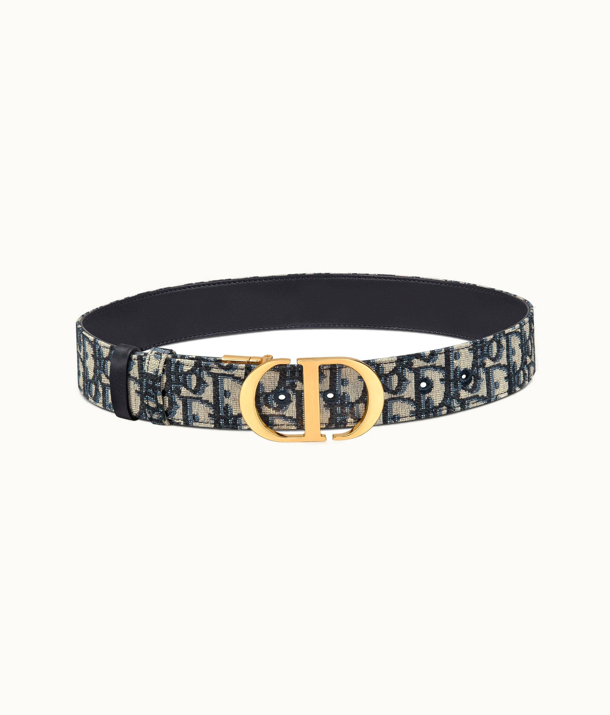 Dior 30 Montaigne Reversible Belt - Blue Smooth Calfskin And Dior Oblique Jacquard, 35 MM