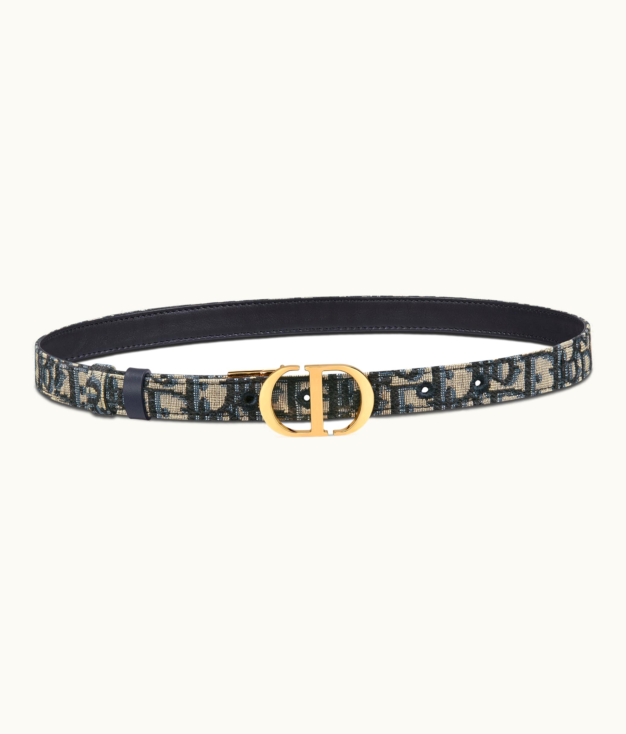 Dior 30 Montaigne Reversible Belt - Blue Smooth Calfskin And Dior Oblique Jacquard, 20 MM
