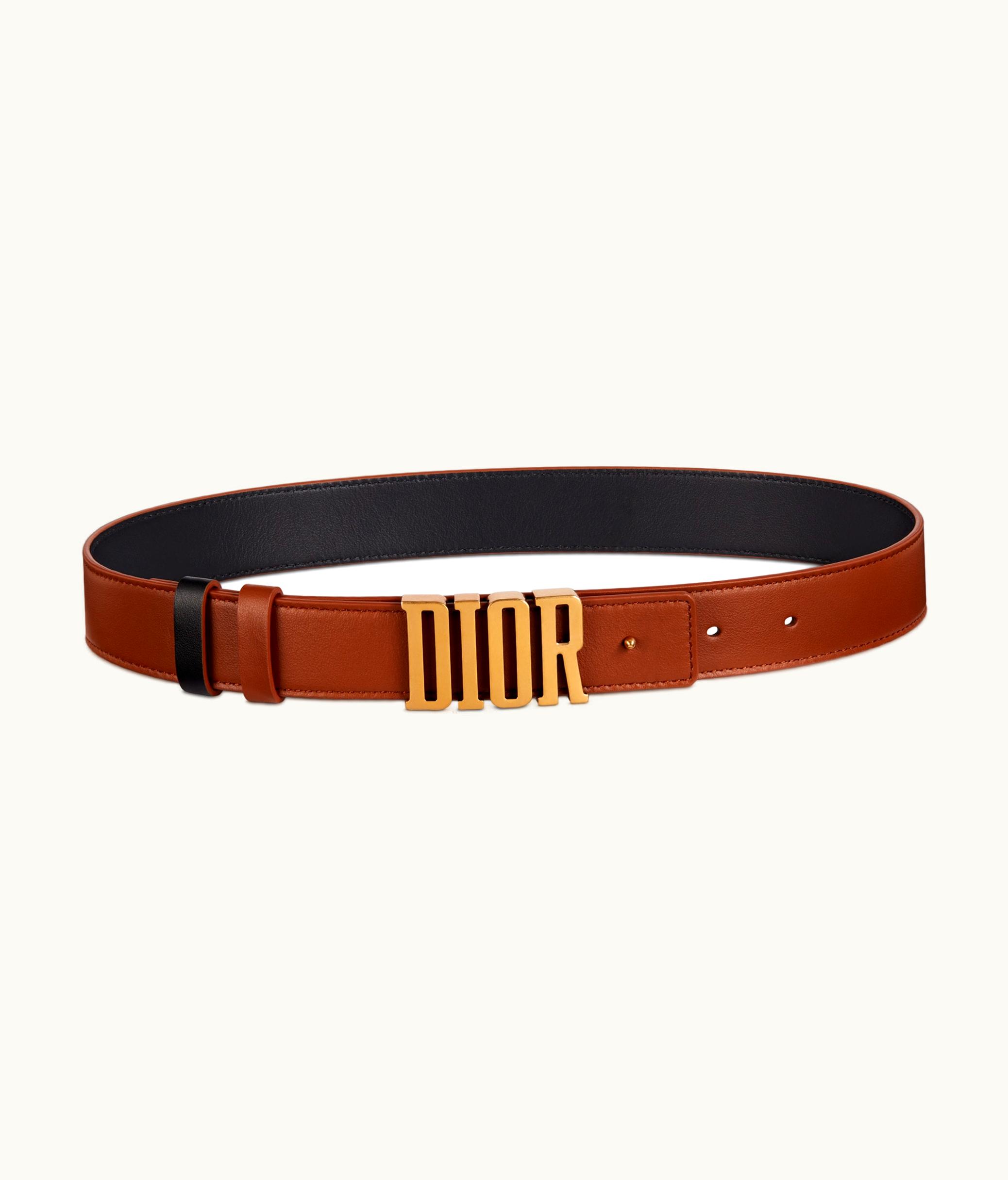 Dior Dior D-Fence Reversible Belt - Golden Saddle And Black Smooth Calfskin, 30 MM