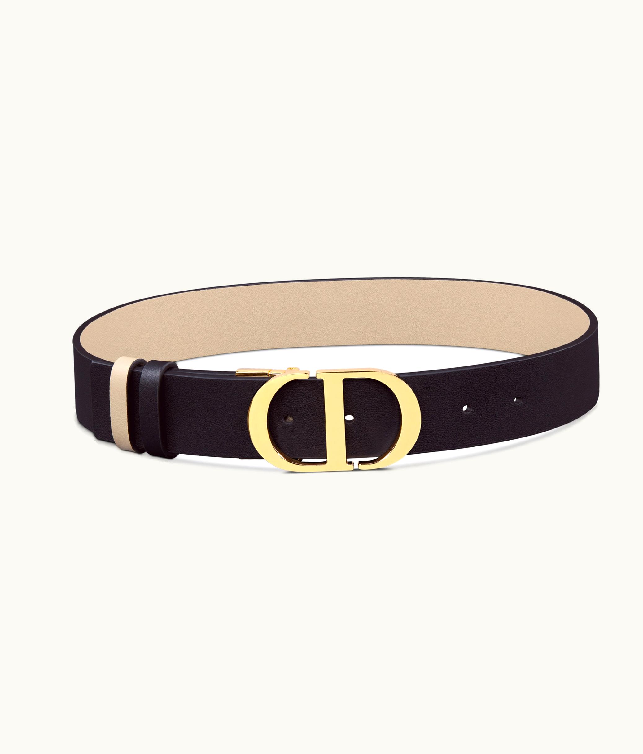Dior Dior 30 Montaigne Reversible Belt - Black And Powder Beige Smooth Calfskin, 35 MM