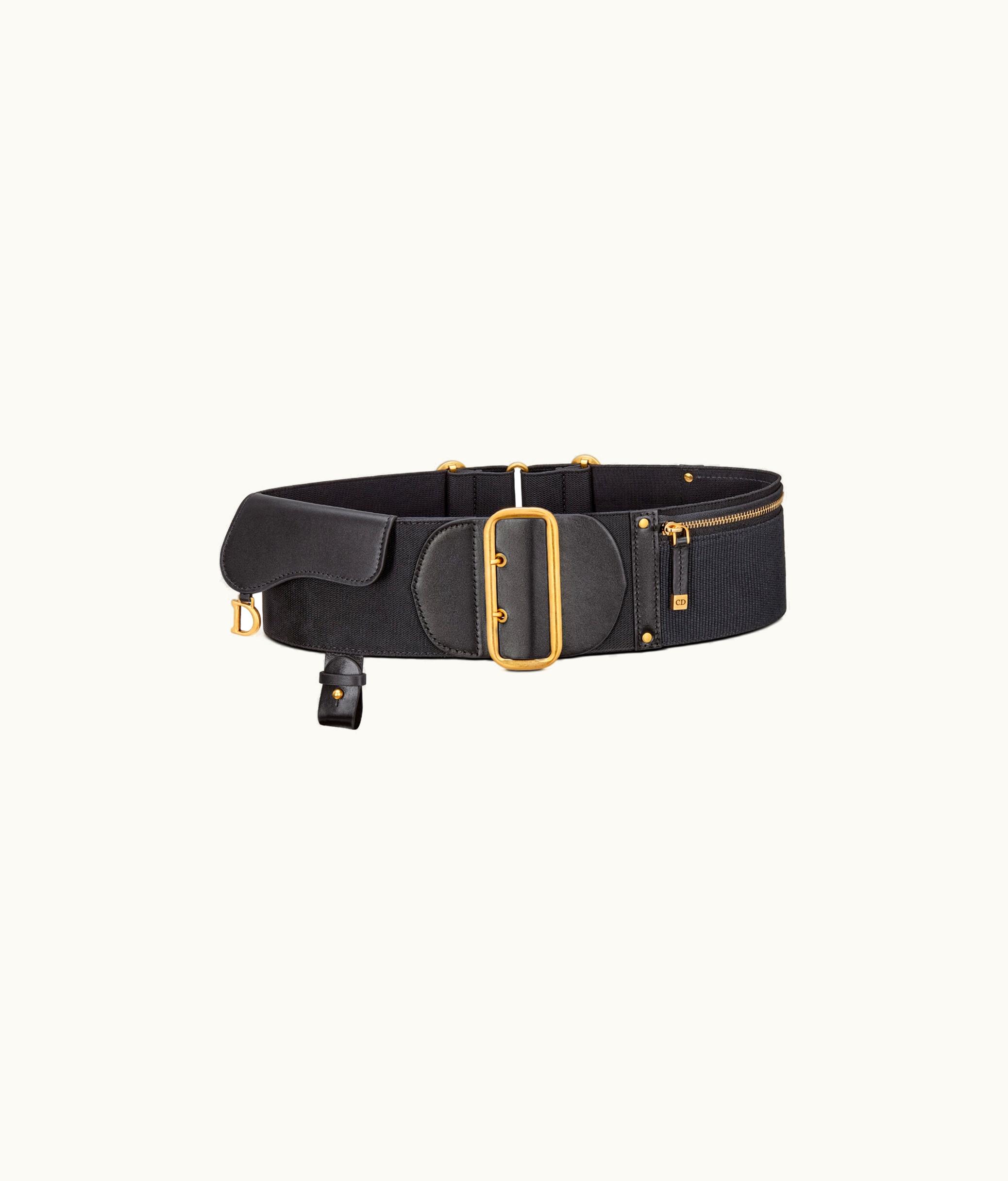 Dior Dior Saddle Belt - Black Smooth Calfskin And Technical Fabric, 80 MM