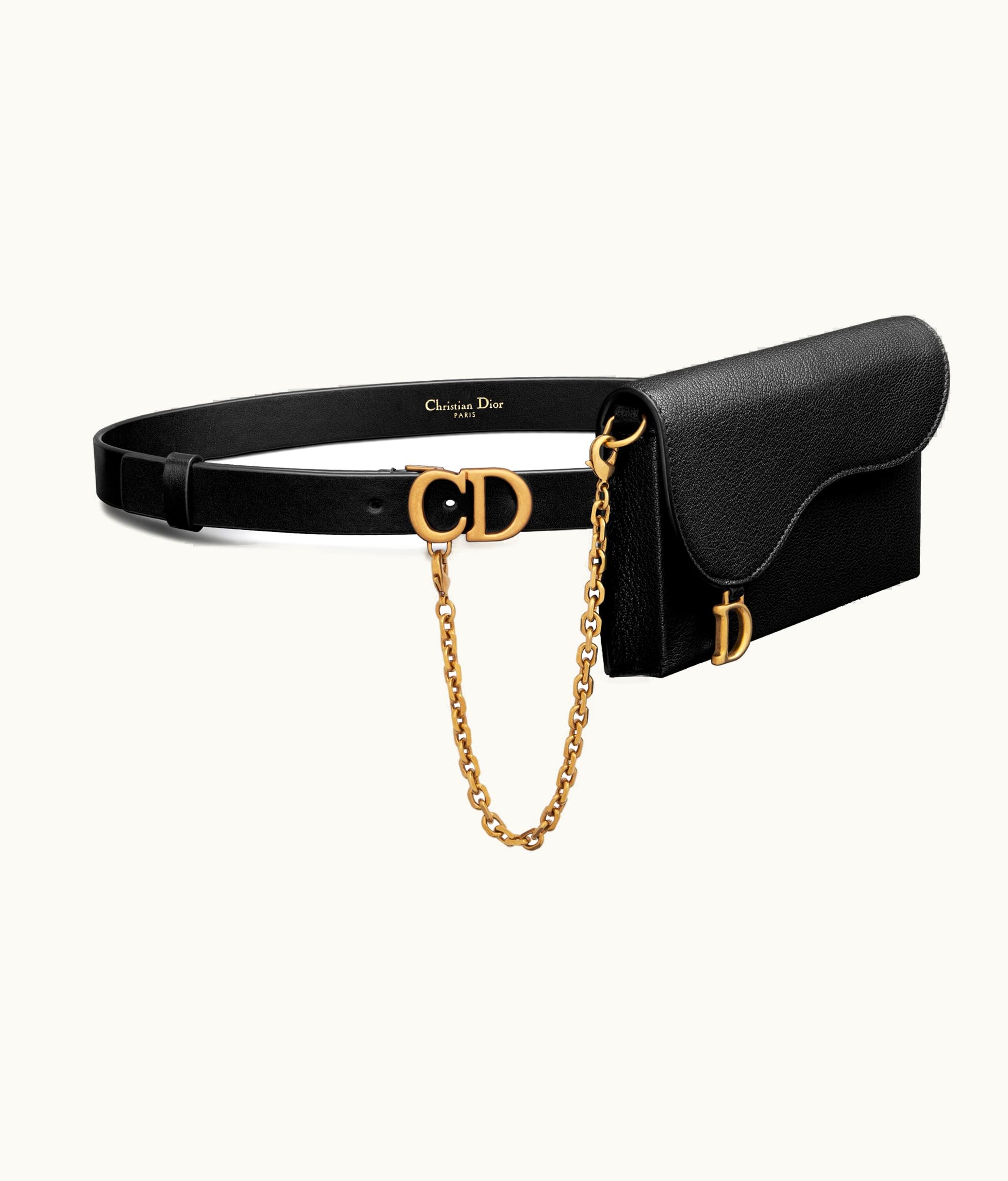 Dior Dior Saddle Removable Pouch Belt - Black Ultrasoft Calfskin And Goatskin, 20 MM