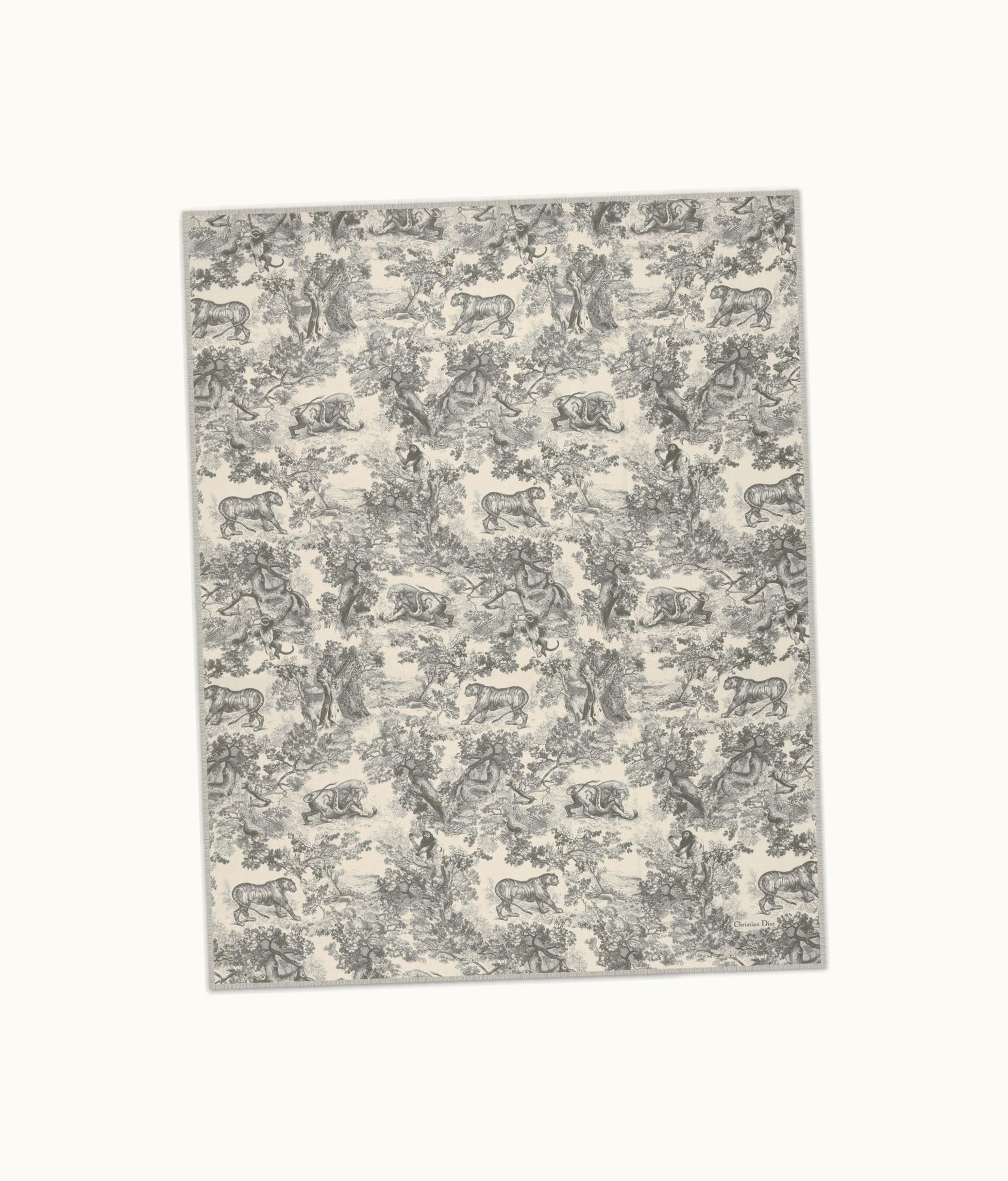 Dior Dior Toile De Jouy Sauvage Stole - Ivory And Gray Cashmere