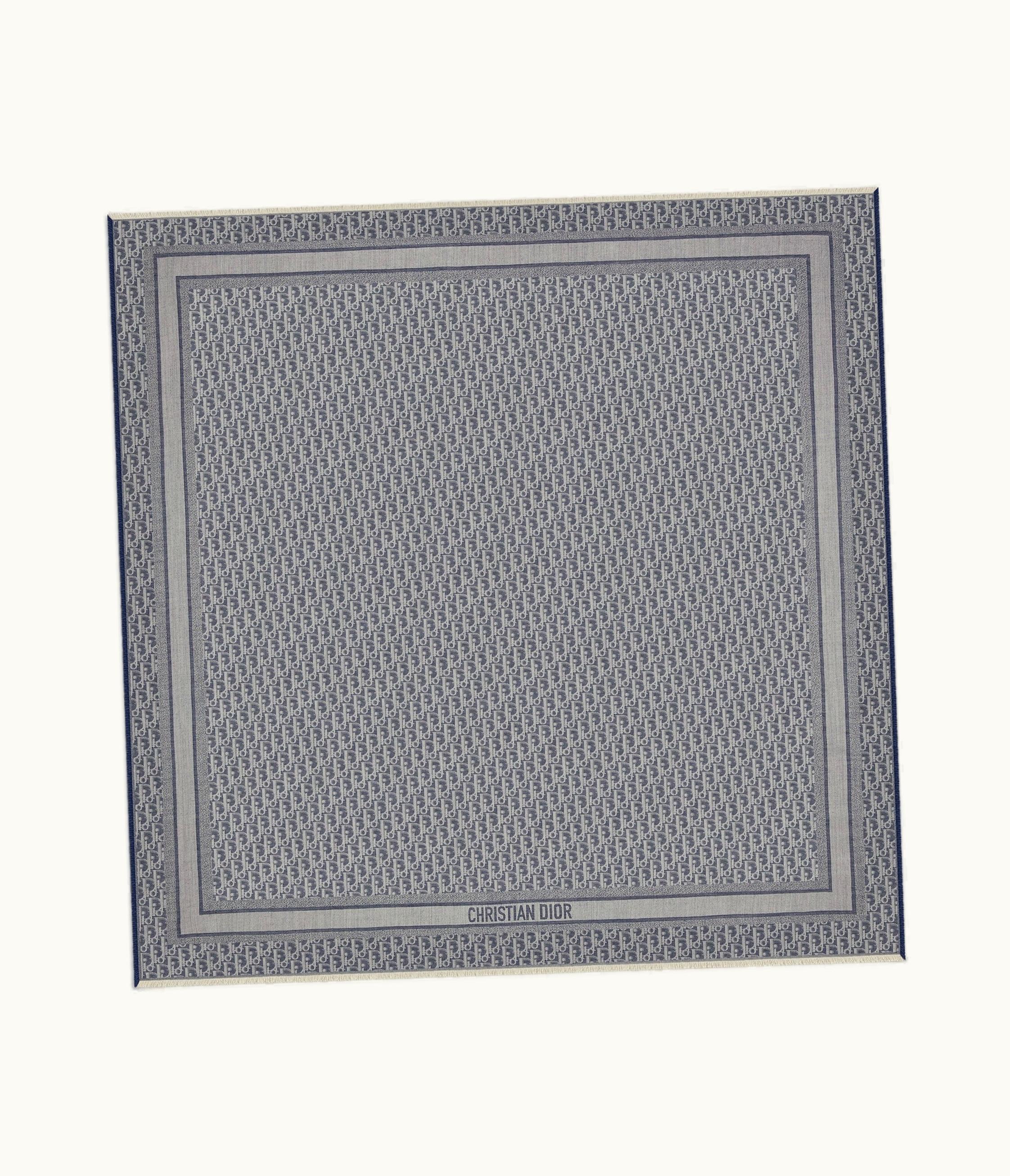 Dior Dior Oblique Denim Shawl - Denim Blue Wool, Silk And Cashmere