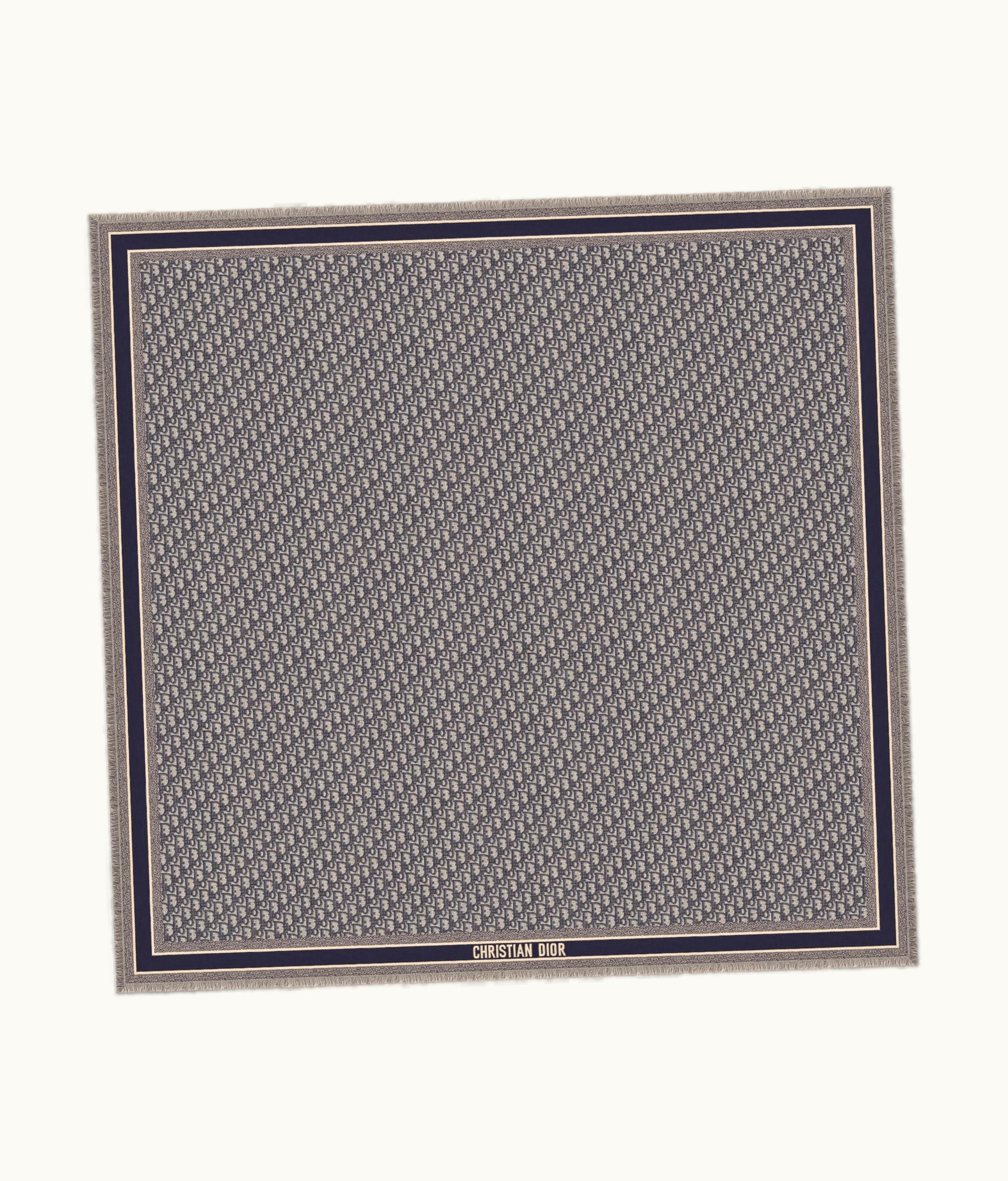 Dior Dior Oblique Shawl - Navy Blue Wool, Silk And Cotton