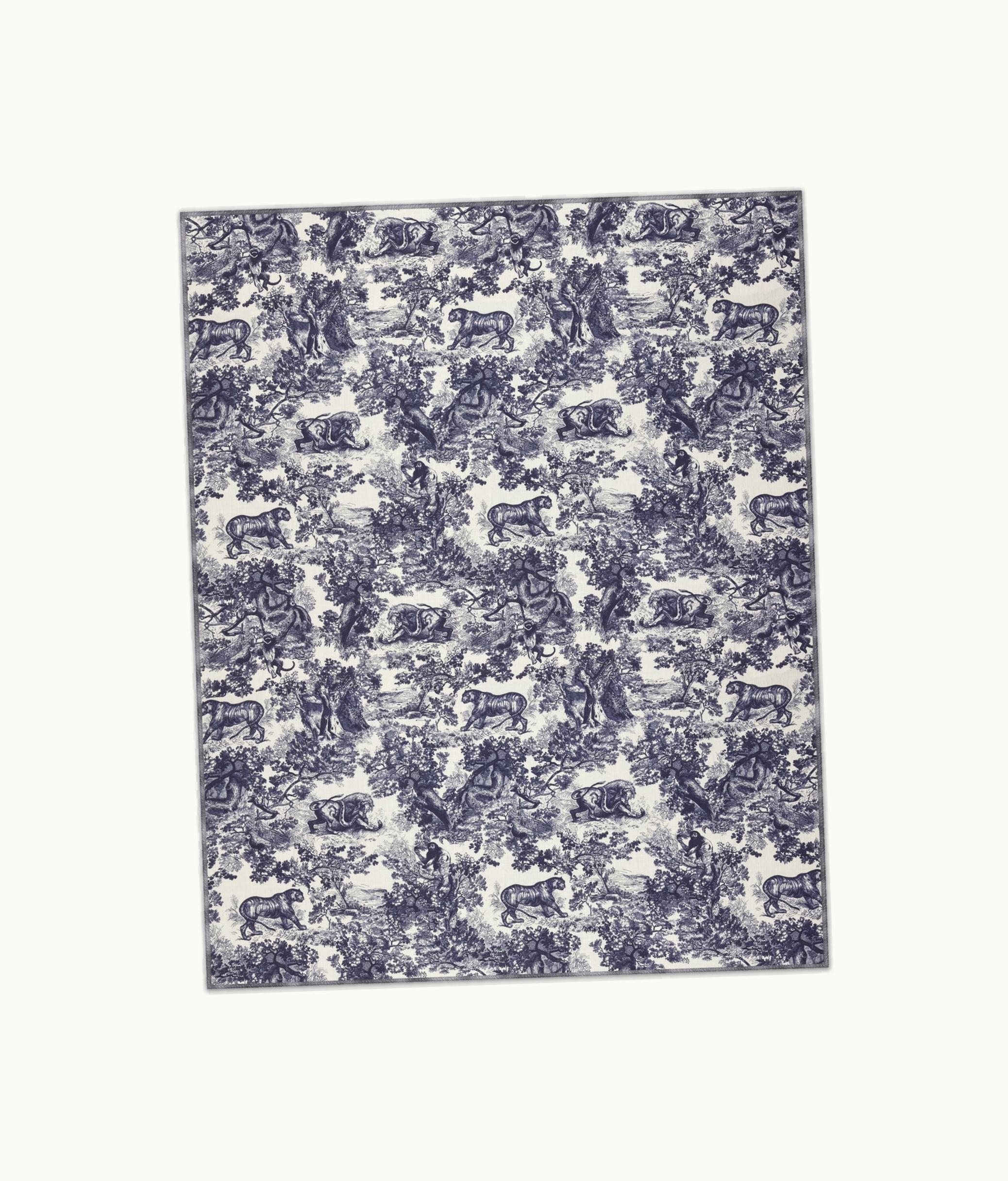 Dior Dior Toile De Jouy Sauvage Stole - White And Navy Blue Cashmere
