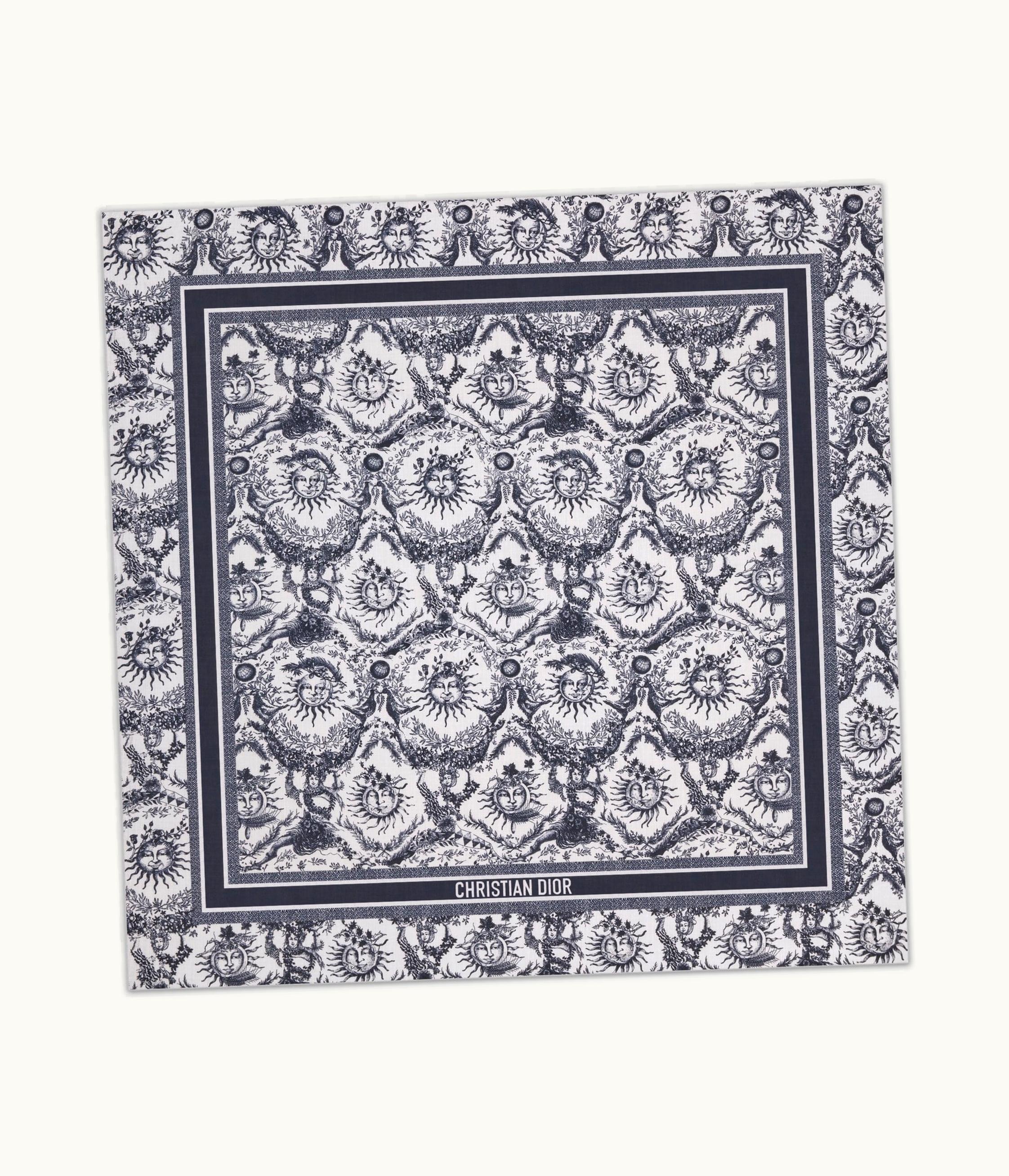 Dior Dior Toile De Jouy Soleil Shawl - White And Navy Blue Cashmere
