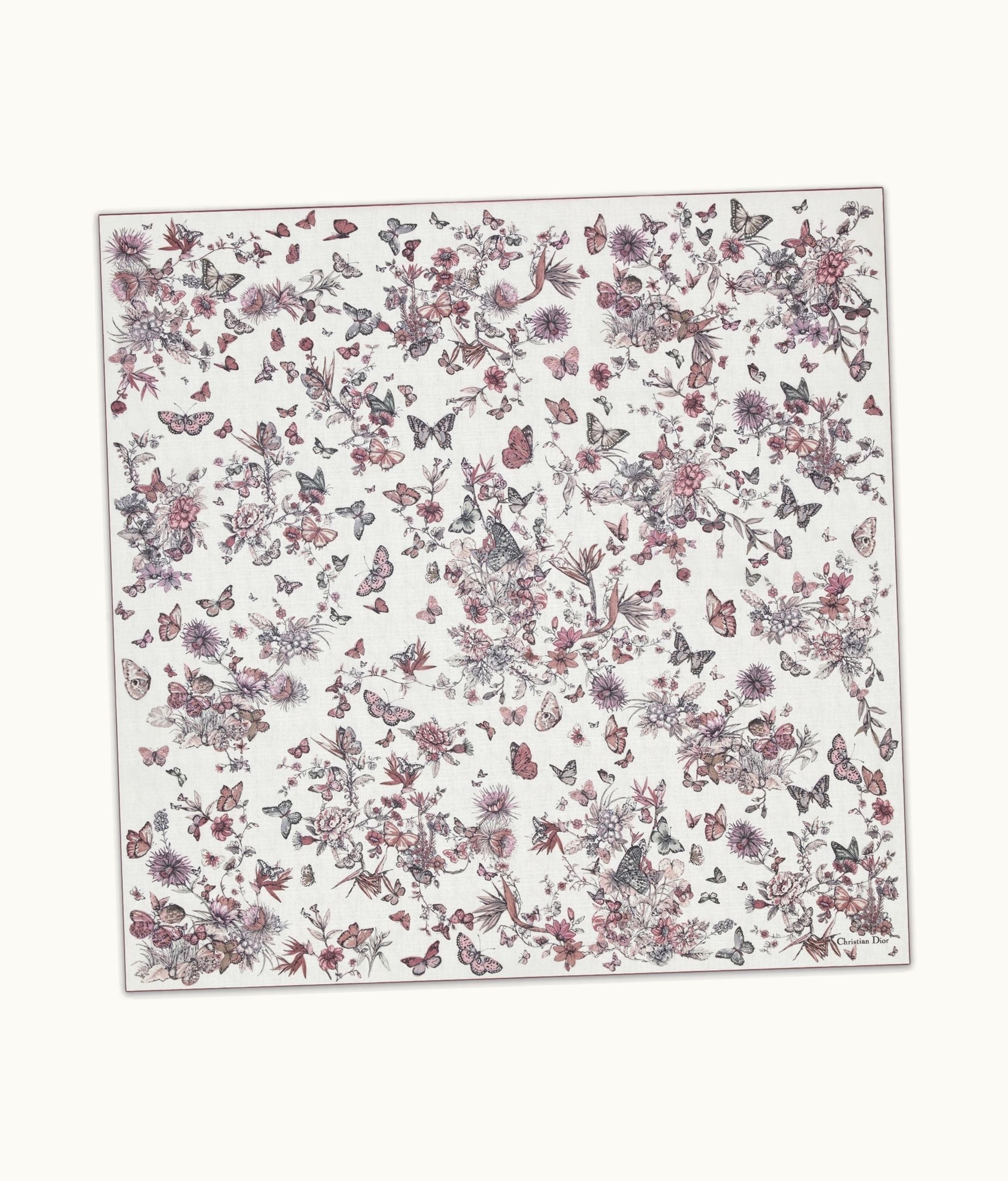 Dior Dior Toile De Jouy Mexico Shawl - White And Pastel Pink Cashmere