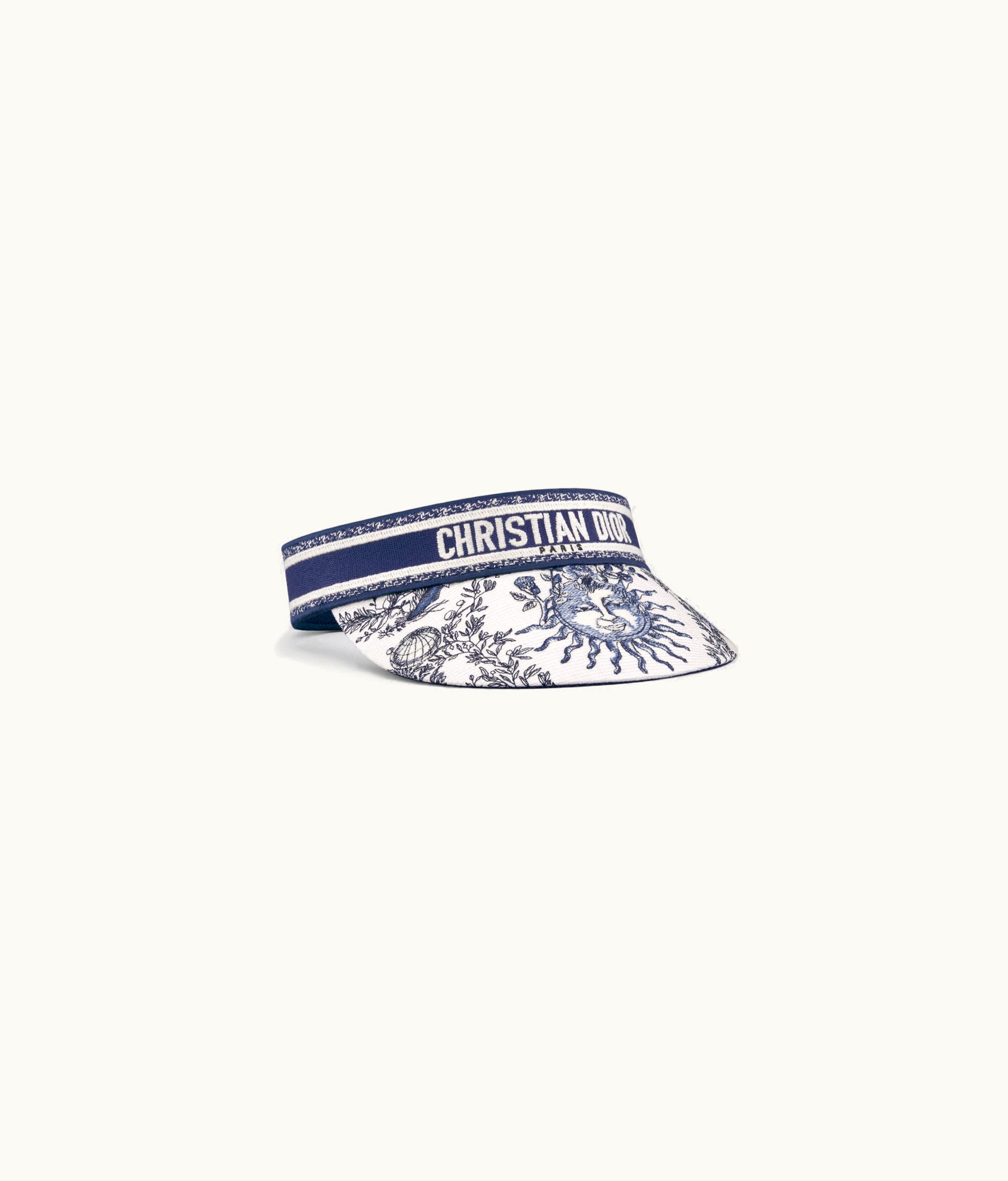 Dior Dior D-Smash Toile De Jouy Soleil Visor - White And Navy Blue Embroidery