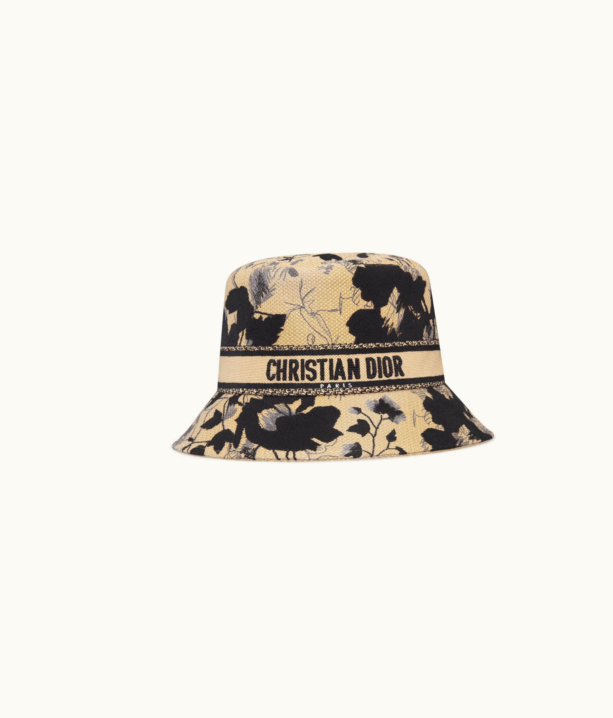 Dior Dior D-Bobby Fleurs Mystiques Small Brim Bucket Hat - Beige And Black Embroidery