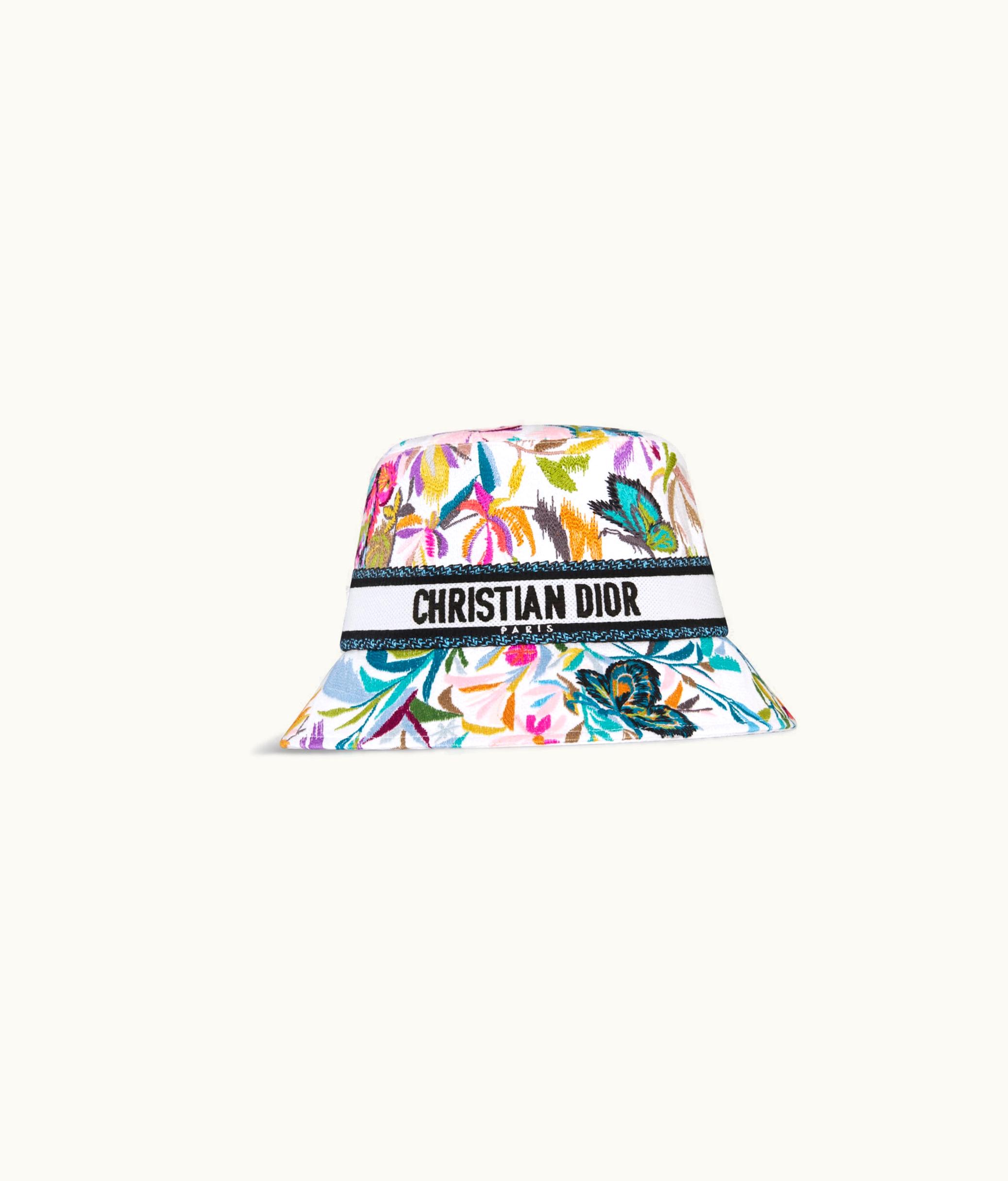 Dior Dior D-Bobby Toile De Jouy Fantastica Small Brim Bucket Hat - White Multicolor Embroidery