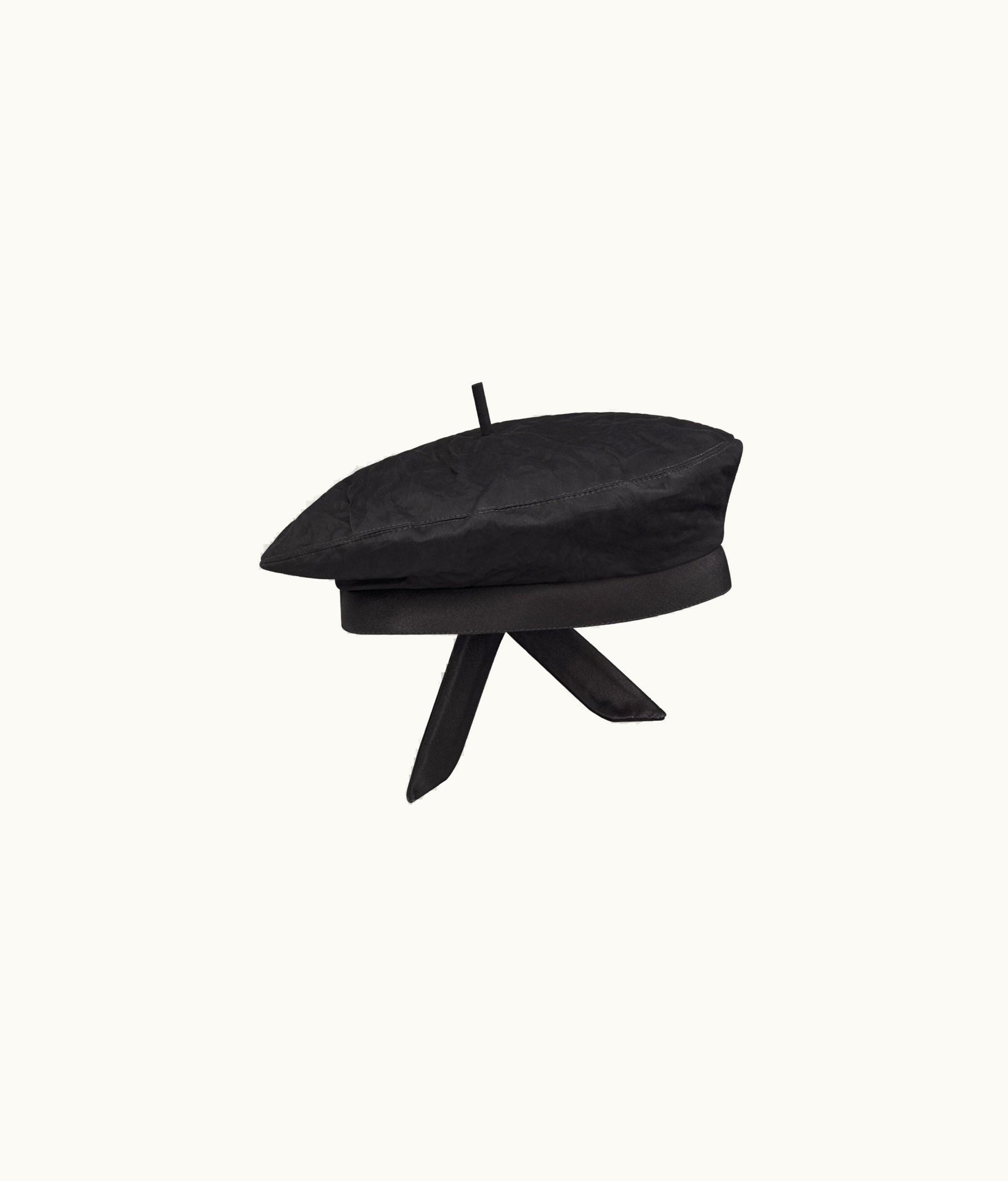 Dior Dior Arty Beret With Bow - Black Wrinkled-Effect Technical Cotton