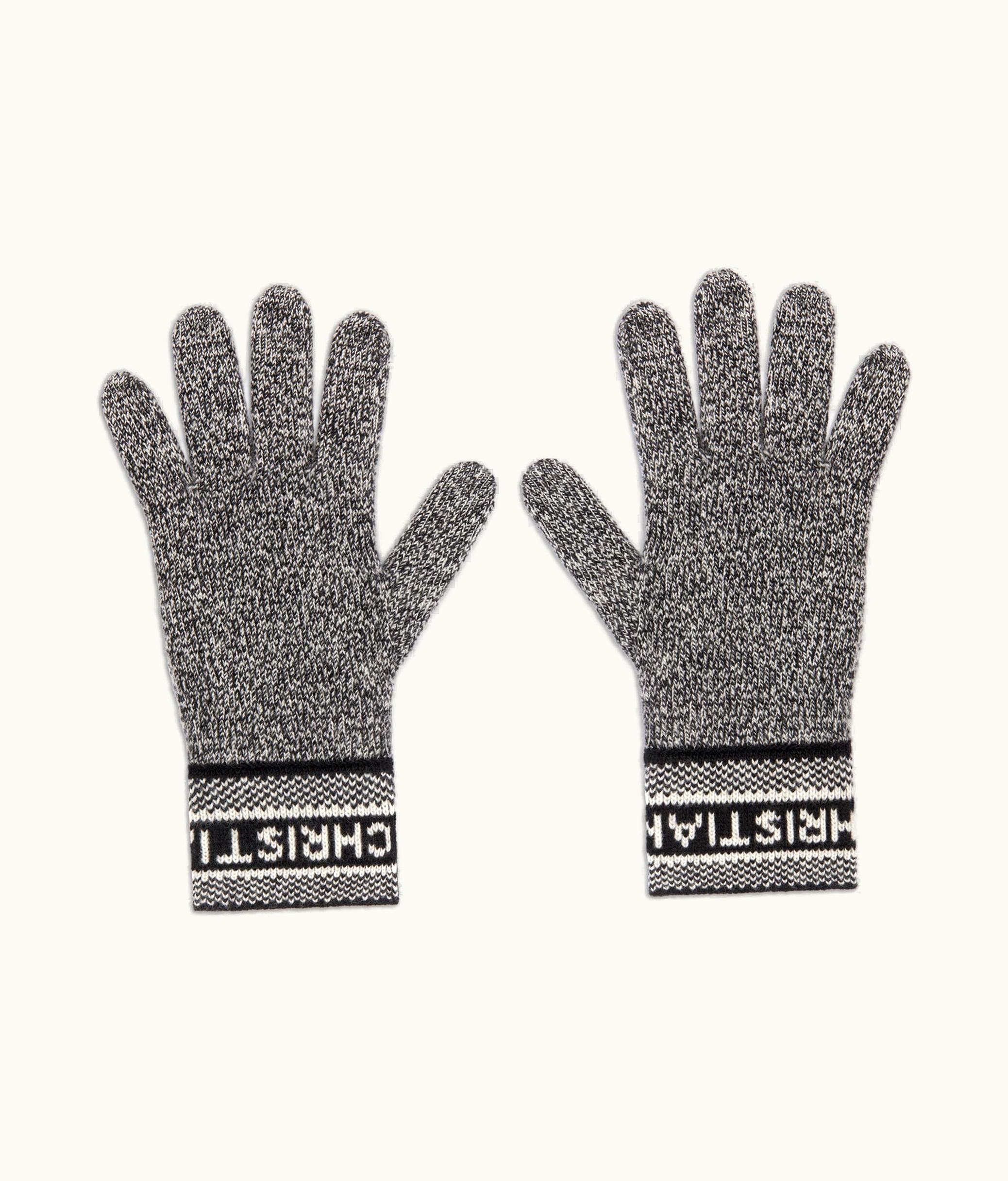Dior Dior D-White Gloves - Black And Ivory Wool And Cashmere