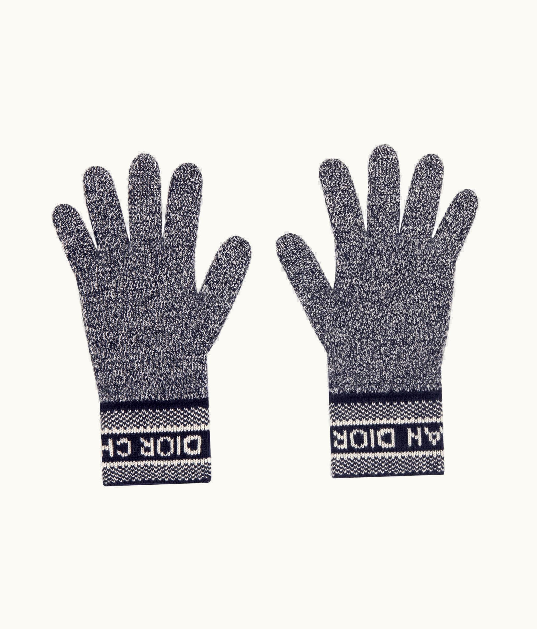 Dior Dior D-White Gloves - Navy Blue Wool And Cashmere Knit