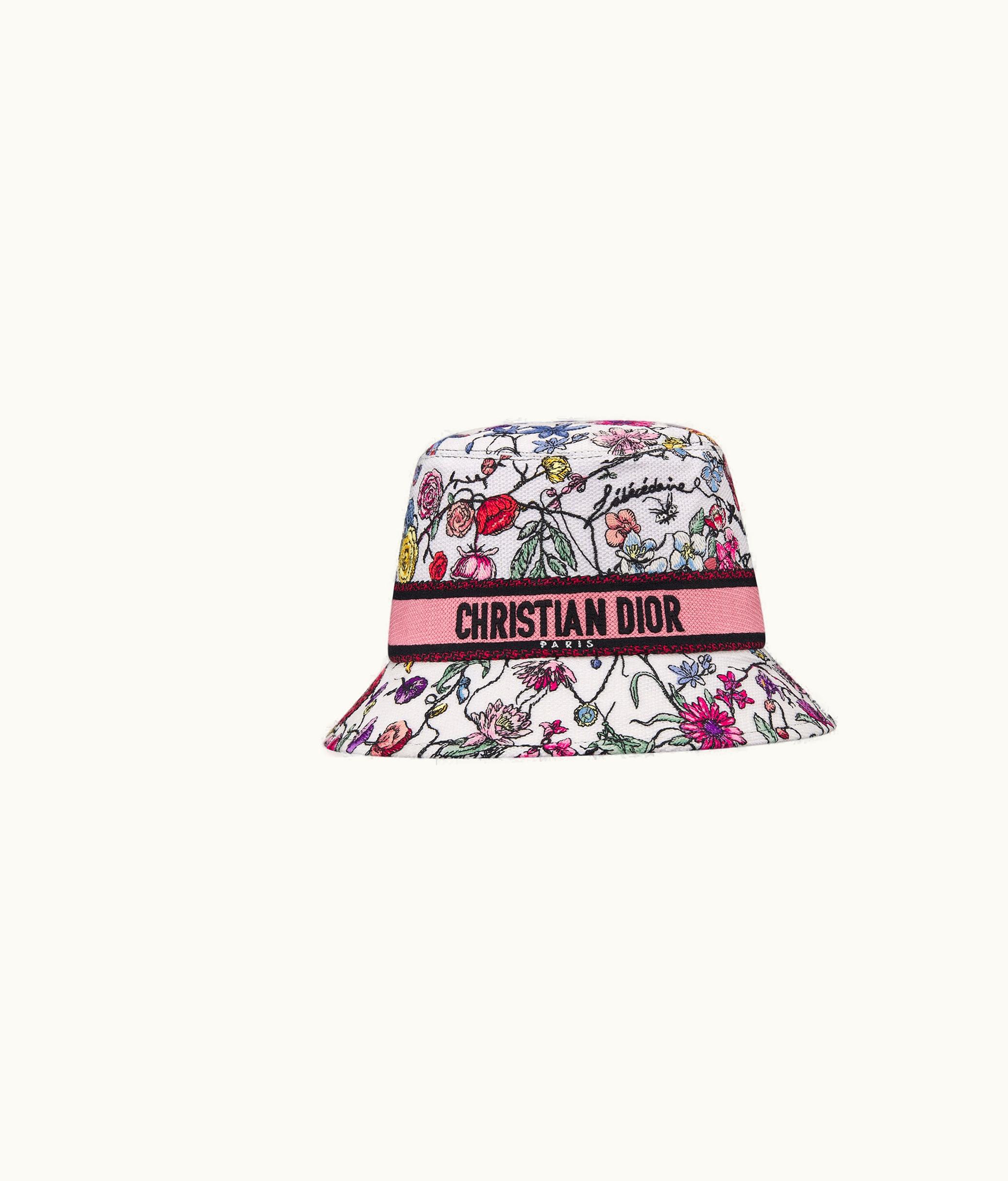 Dior Dior D-Bobby Florilegio Small Brim Bucket Hat - White Multicolor Embroidery