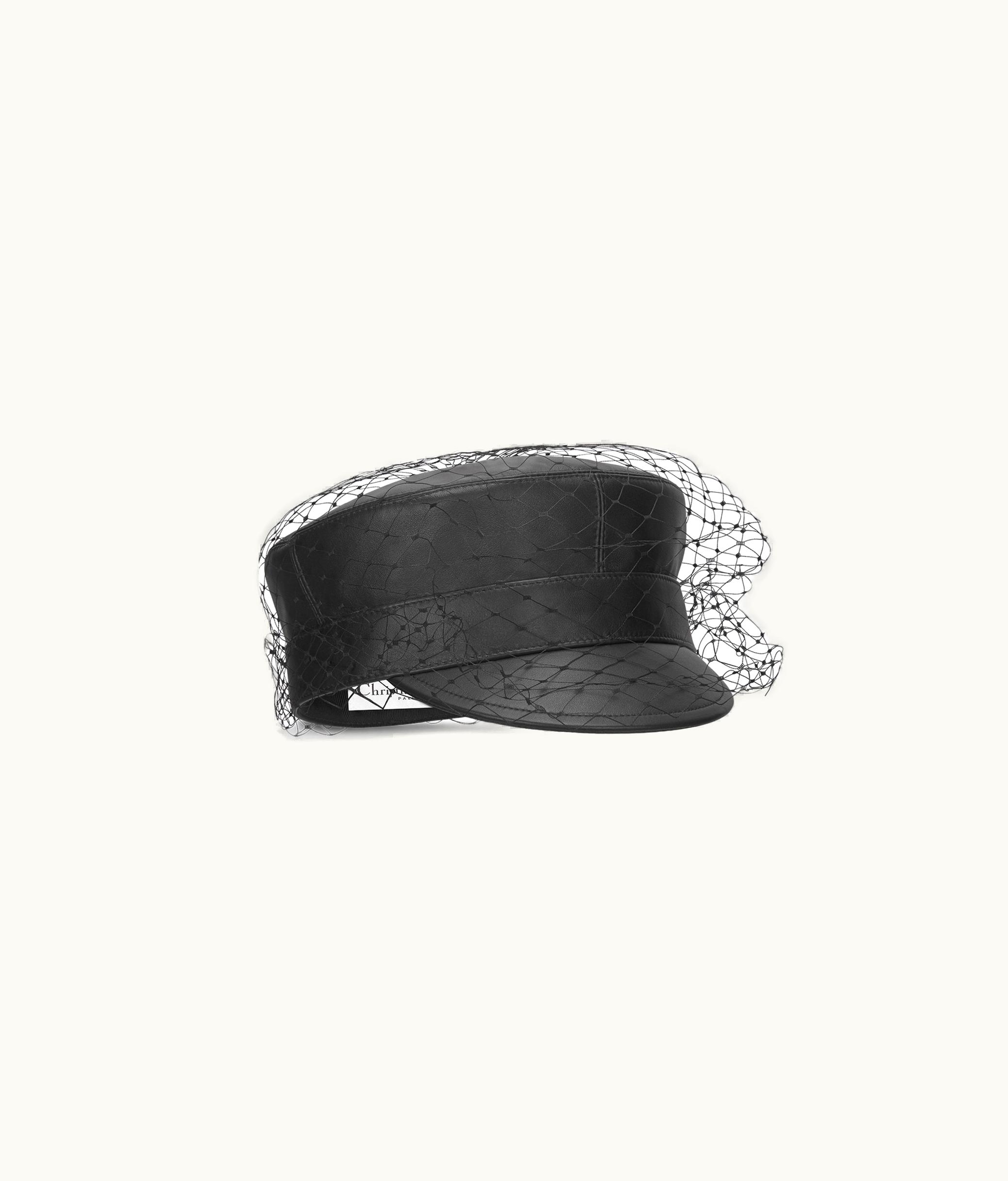 Dior Dior Paris Revolution Cap With Veil - Black Lambskin