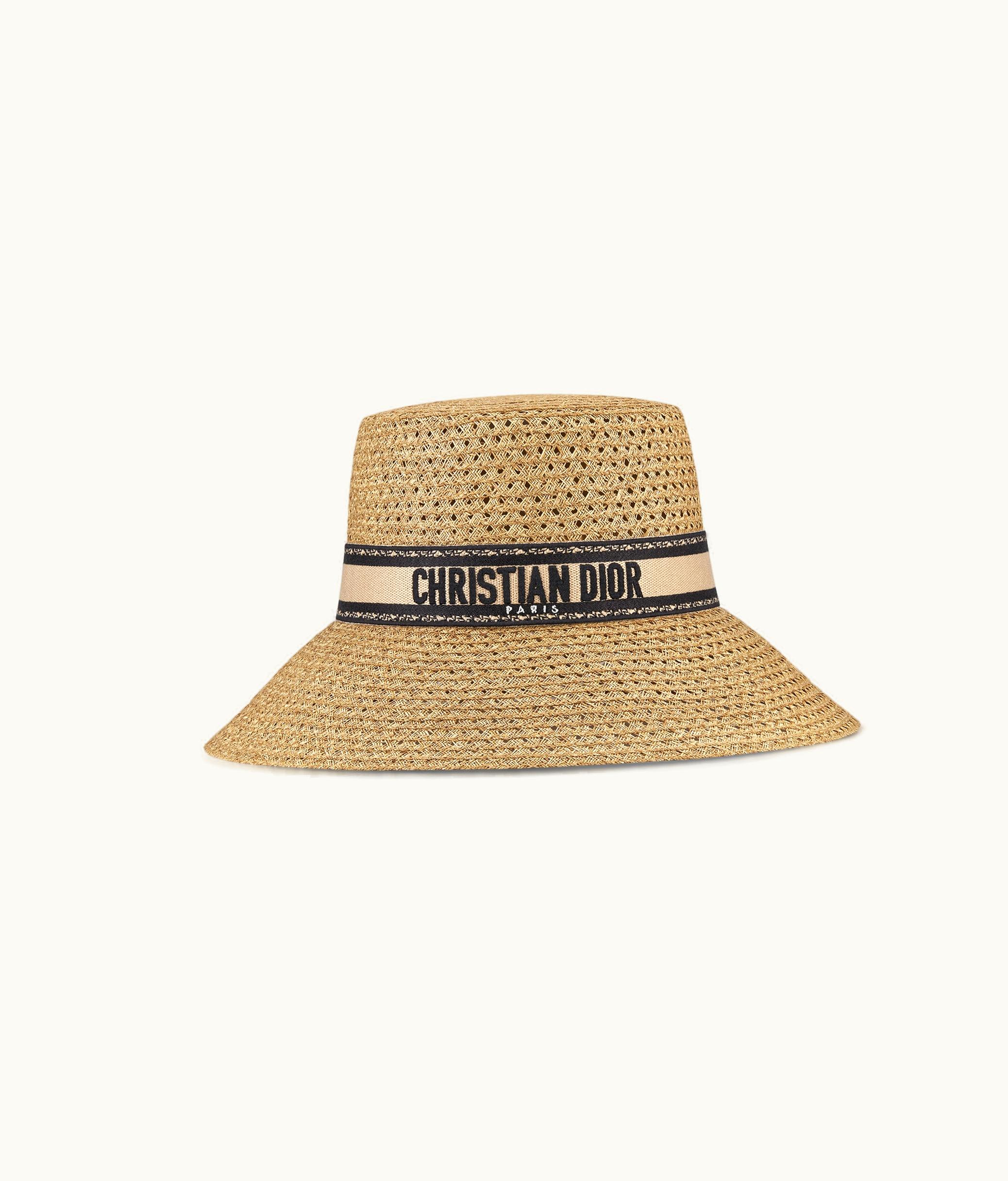 Dior Dior D-Bobby Large Brim Hat - Straw With Beige And Black Embroidered Band