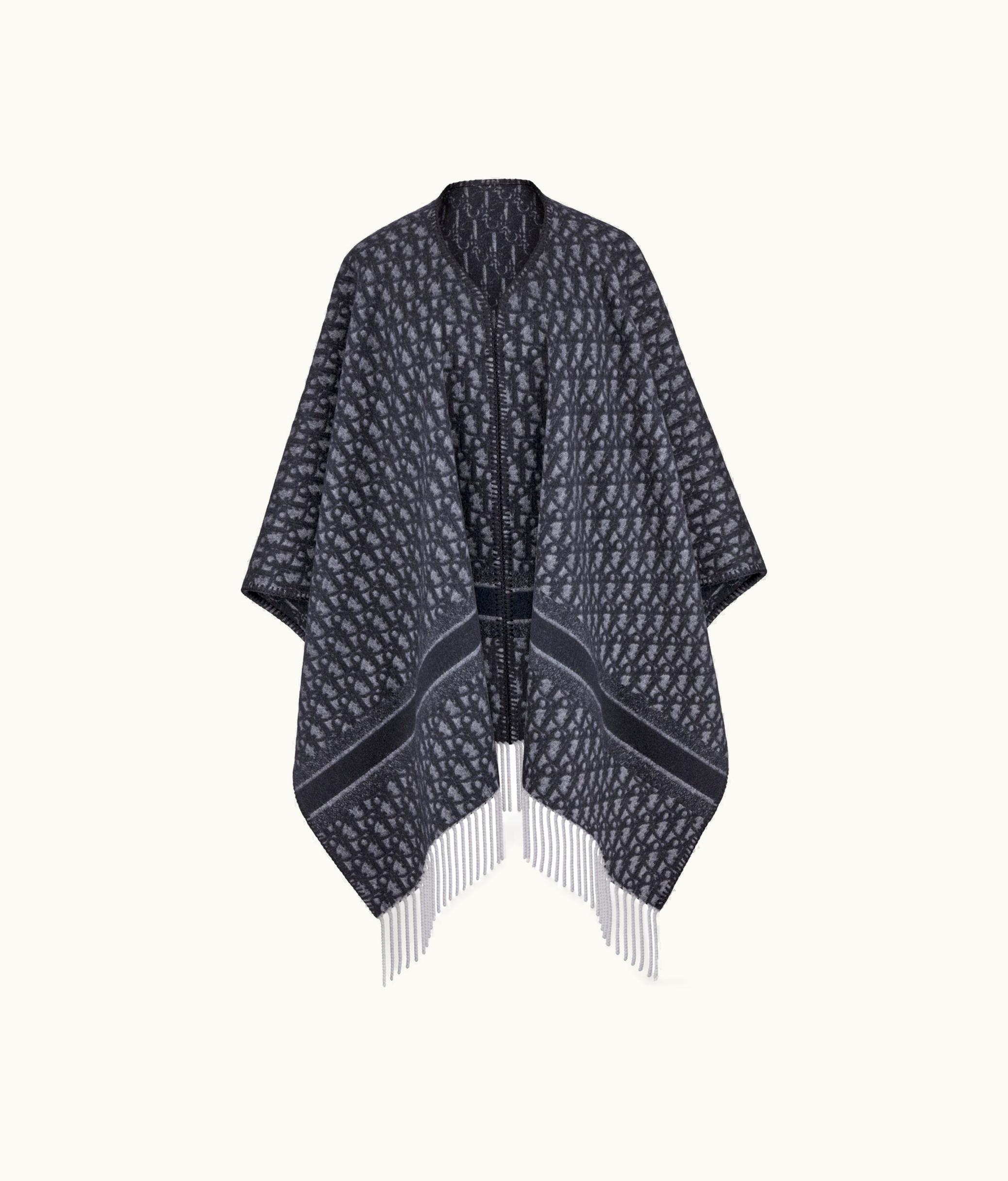 Dior Dior Oblique Poncho - Navy Blue Wool And Cashmere