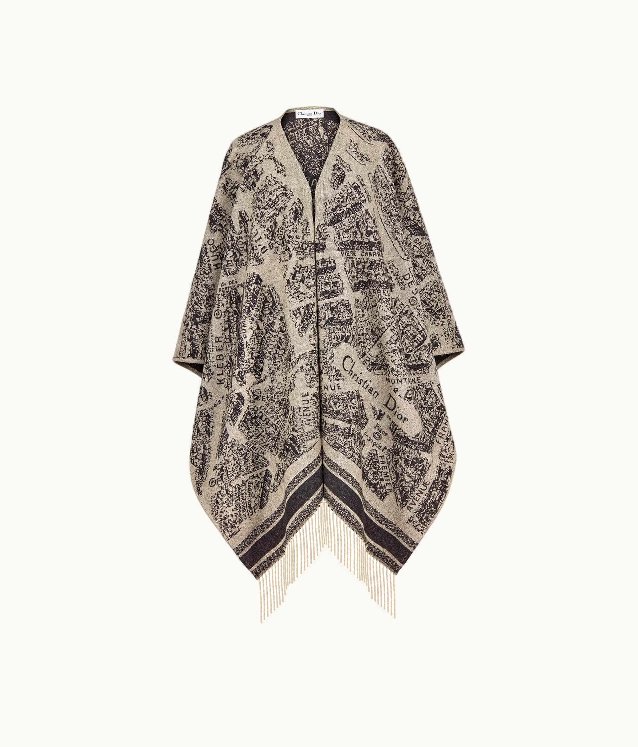 Dior Dior Plan De Paris Poncho - Beige And Black Cashmere