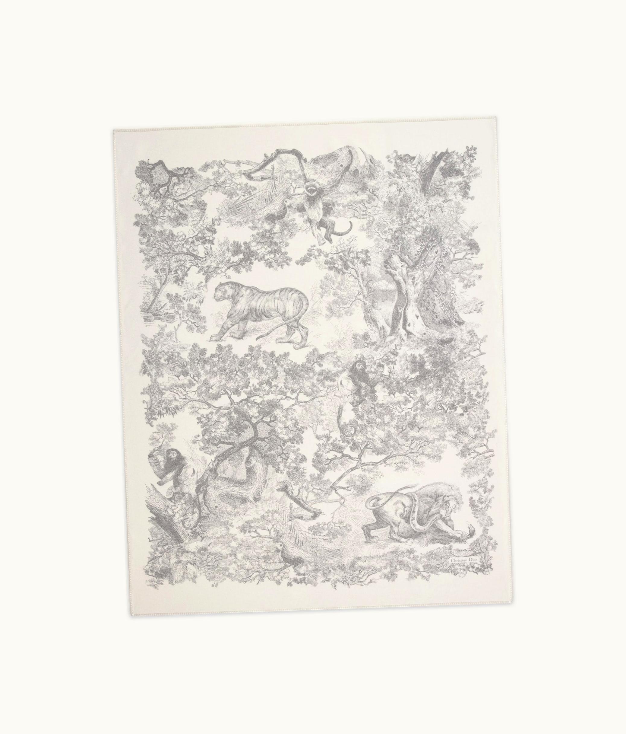 Dior Dior Toile De Jouy Sauvage Blanket - Ivory And Gray Wool