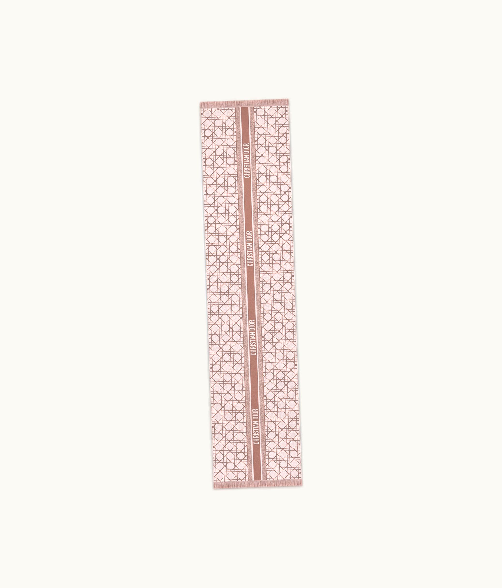 Dior Dior Cannage Scarf - Rose Des Vents And Ecru Cashmere And Virgin Wool