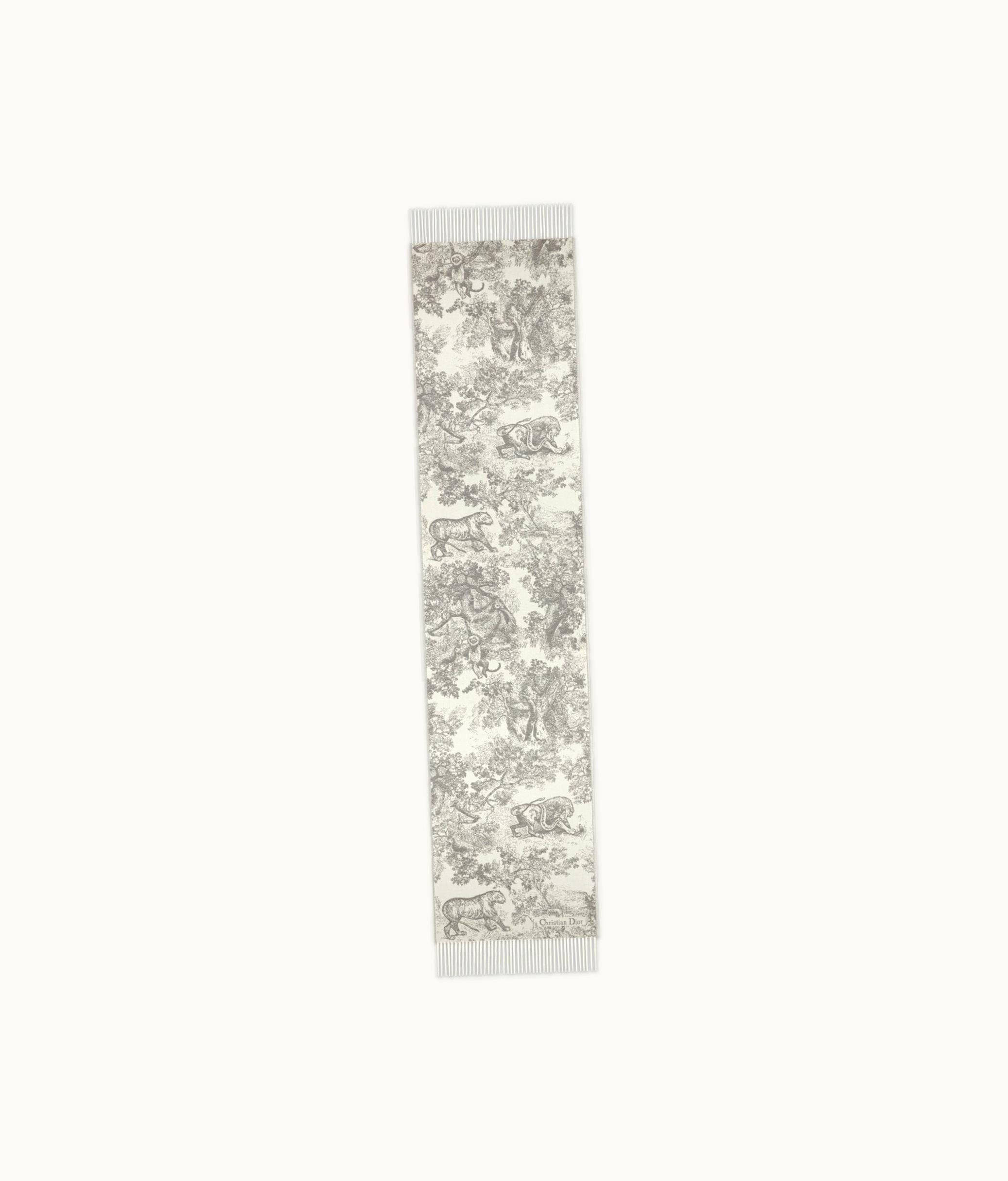 Dior Dior Toile De Jouy Sauvage Scarf - Gray Cashmere And Wool