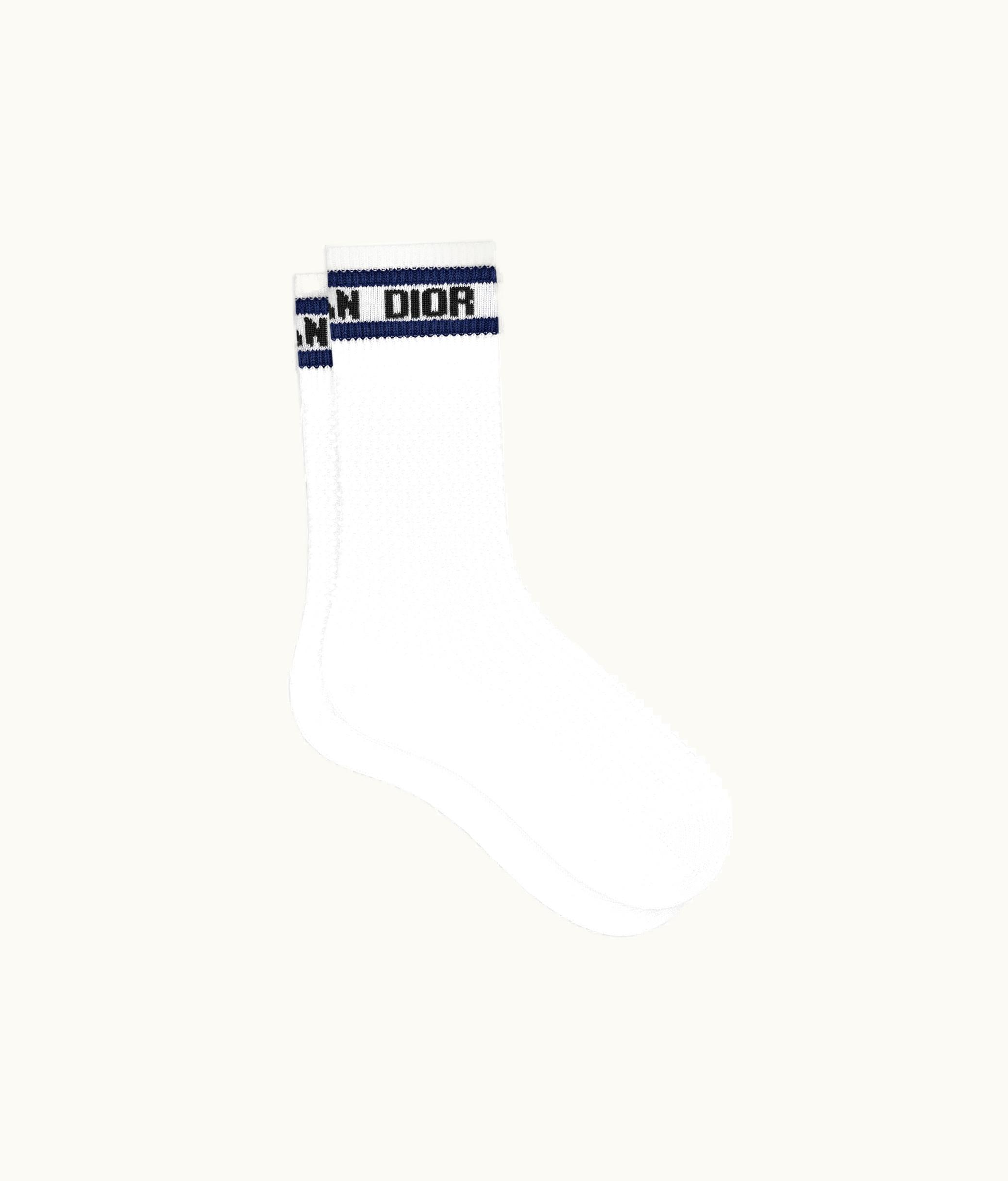 Dior Dior Sporty Socks - White And Navy Blue Cotton