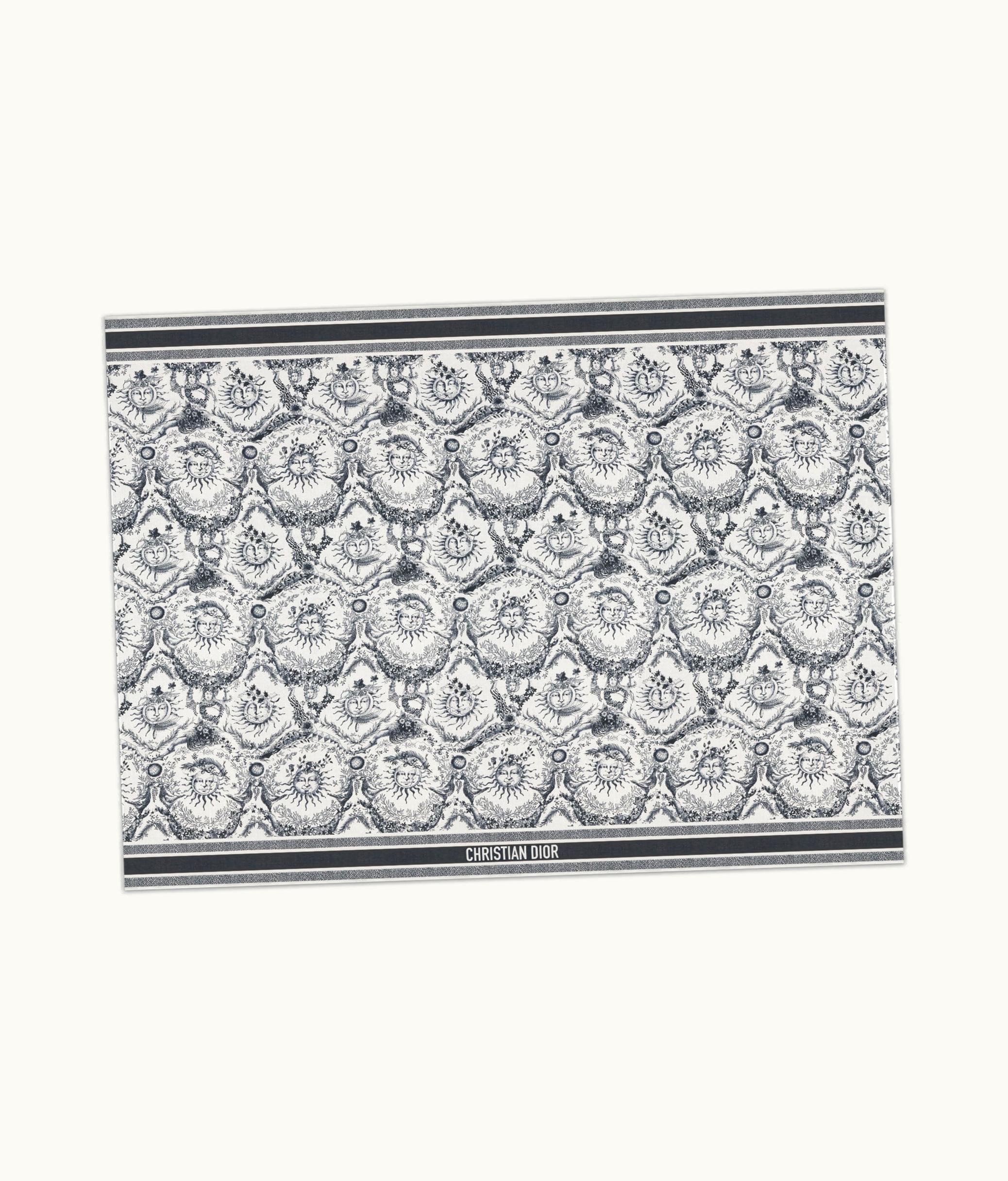 Dior Dior Toile De Jouy Soleil Sarong - White And Navy Blue Cotton