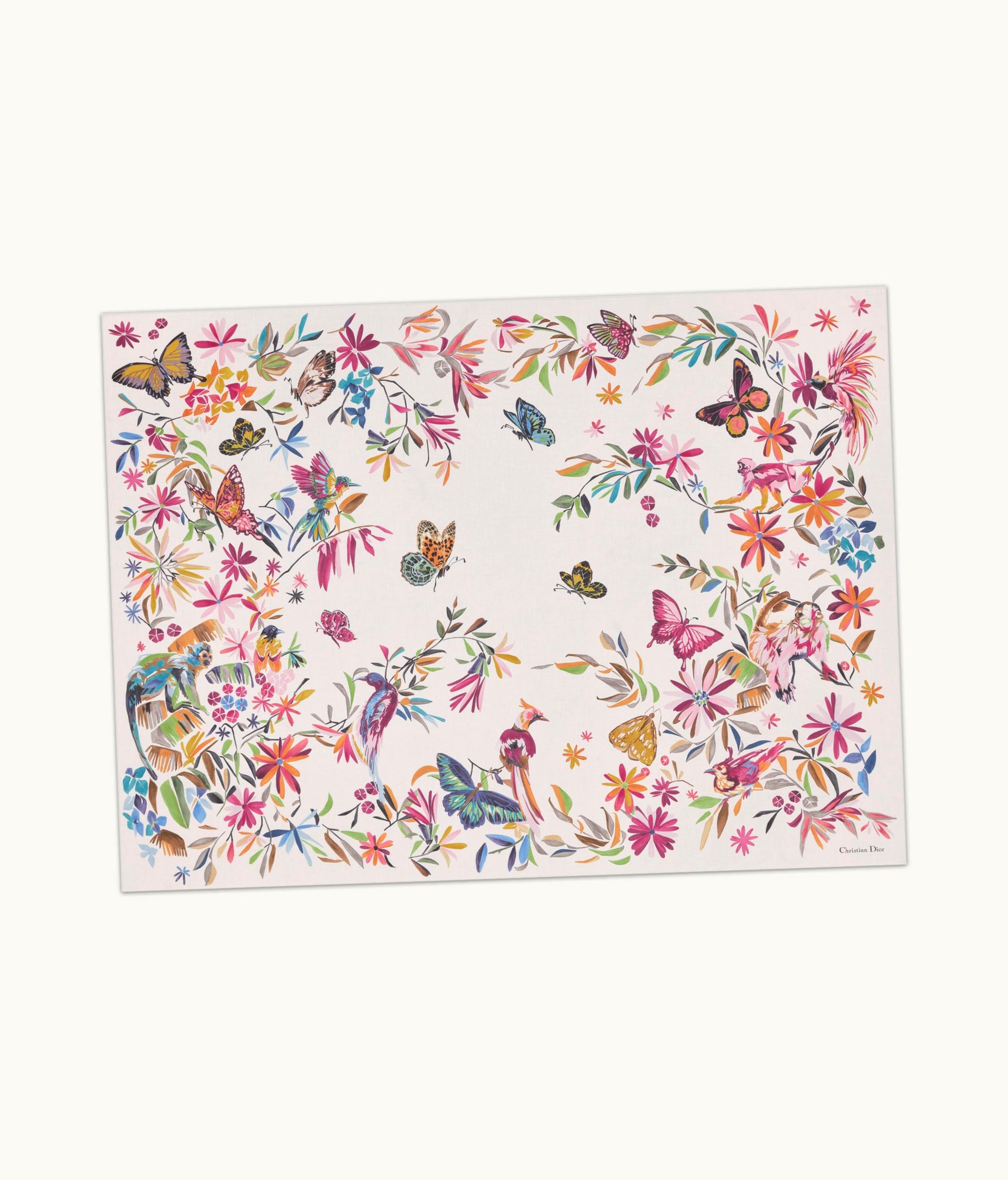 Dior Dior Toile De Jouy Fantastica Sarong - White Multicolor Cotton