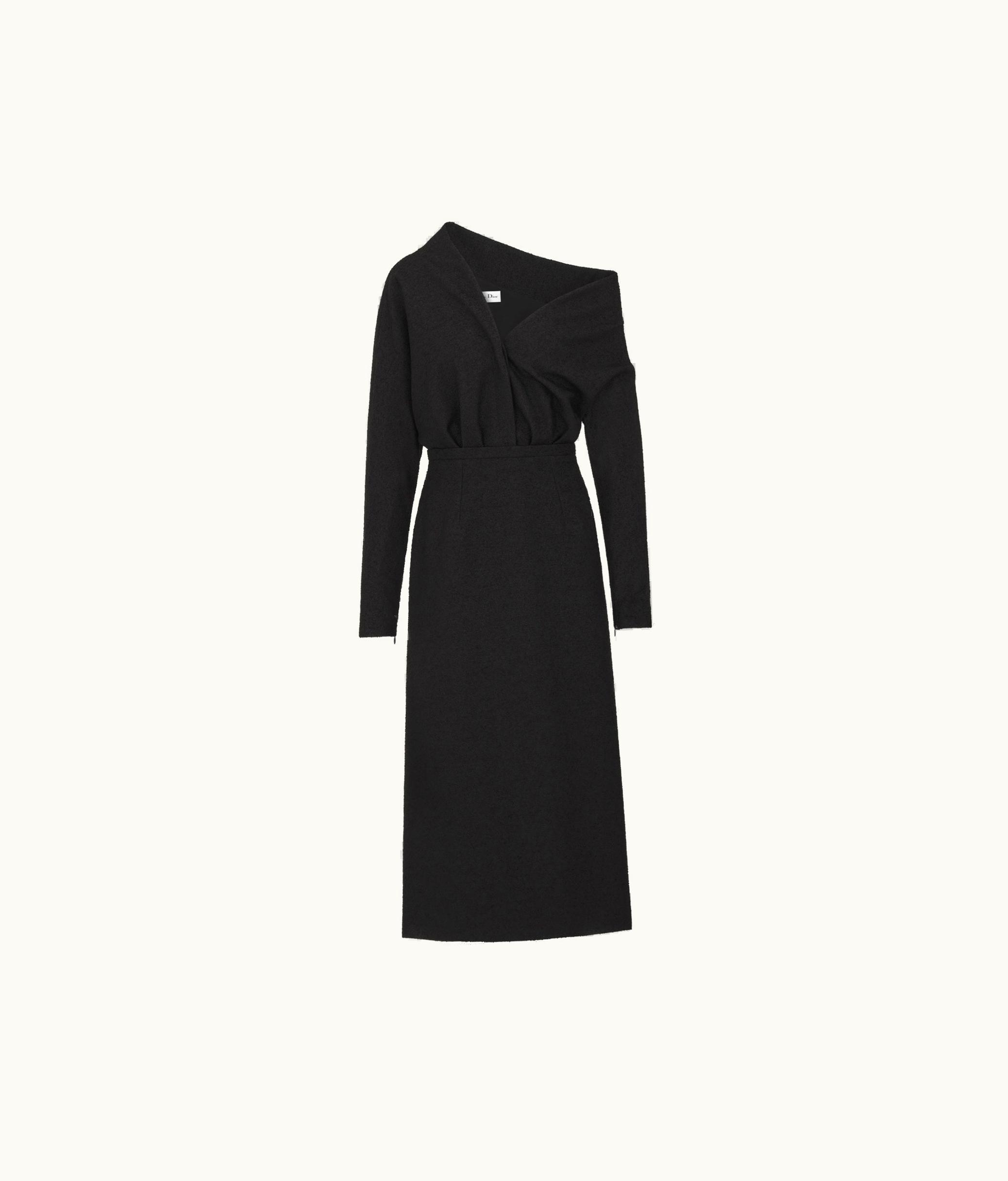 Dior Dior Asymmetric Dress - Black Virgin Wool And Cotton Bouclé