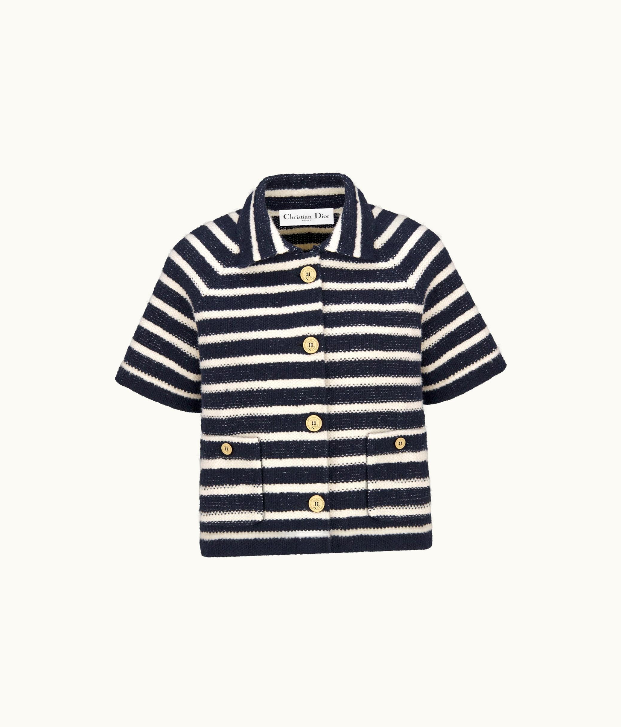 Dior Dior Marinière Short-Sleeved Jacket - Navy Blue And White Cotton And Virgin Wool Knit Blend