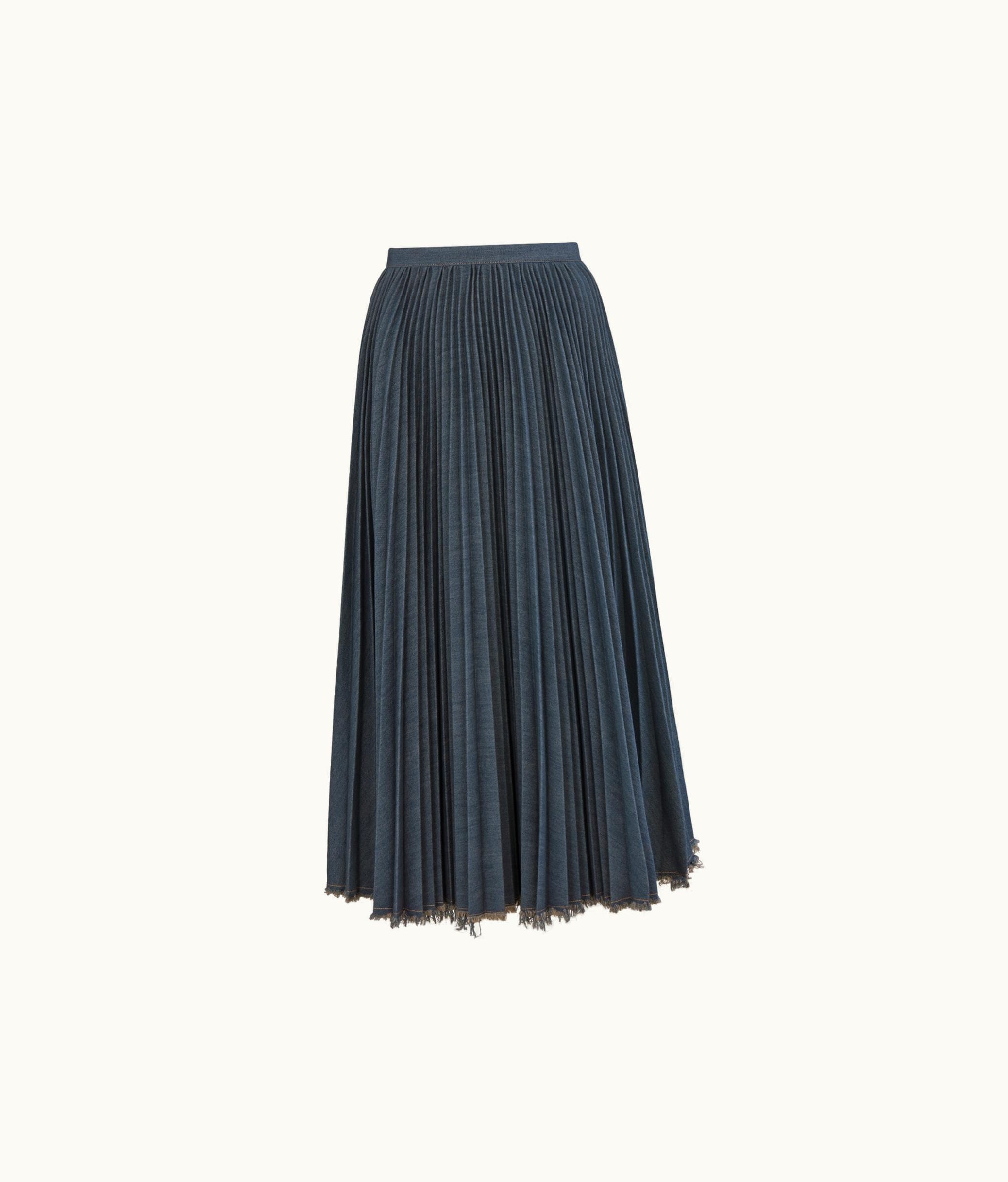Dior Dior Mid-Length Pleated Skirt - Blue Cotton Denim