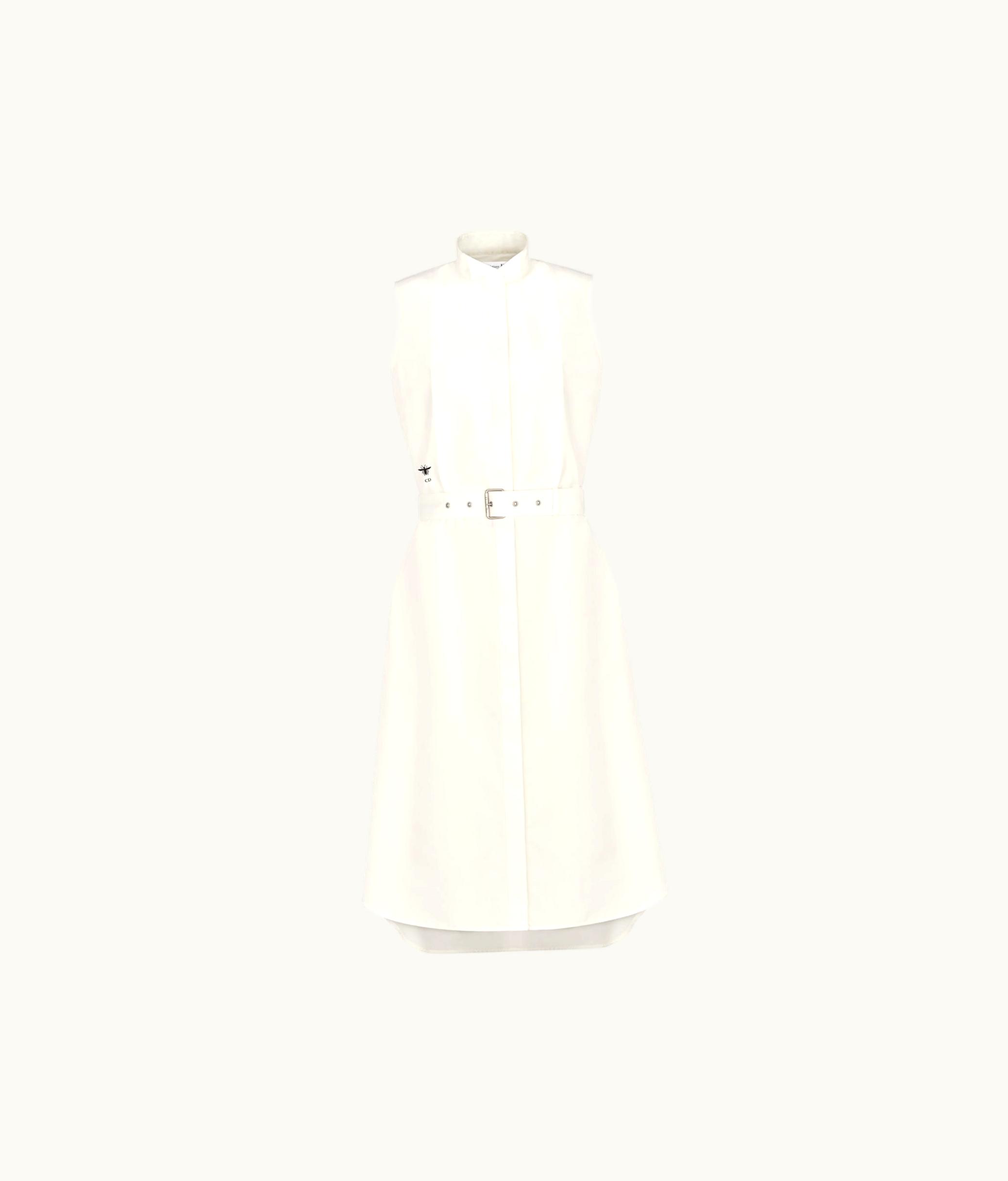 Dior Dior Mid-Length Shirt Dress - Ecru Cotton And Silk Poplin