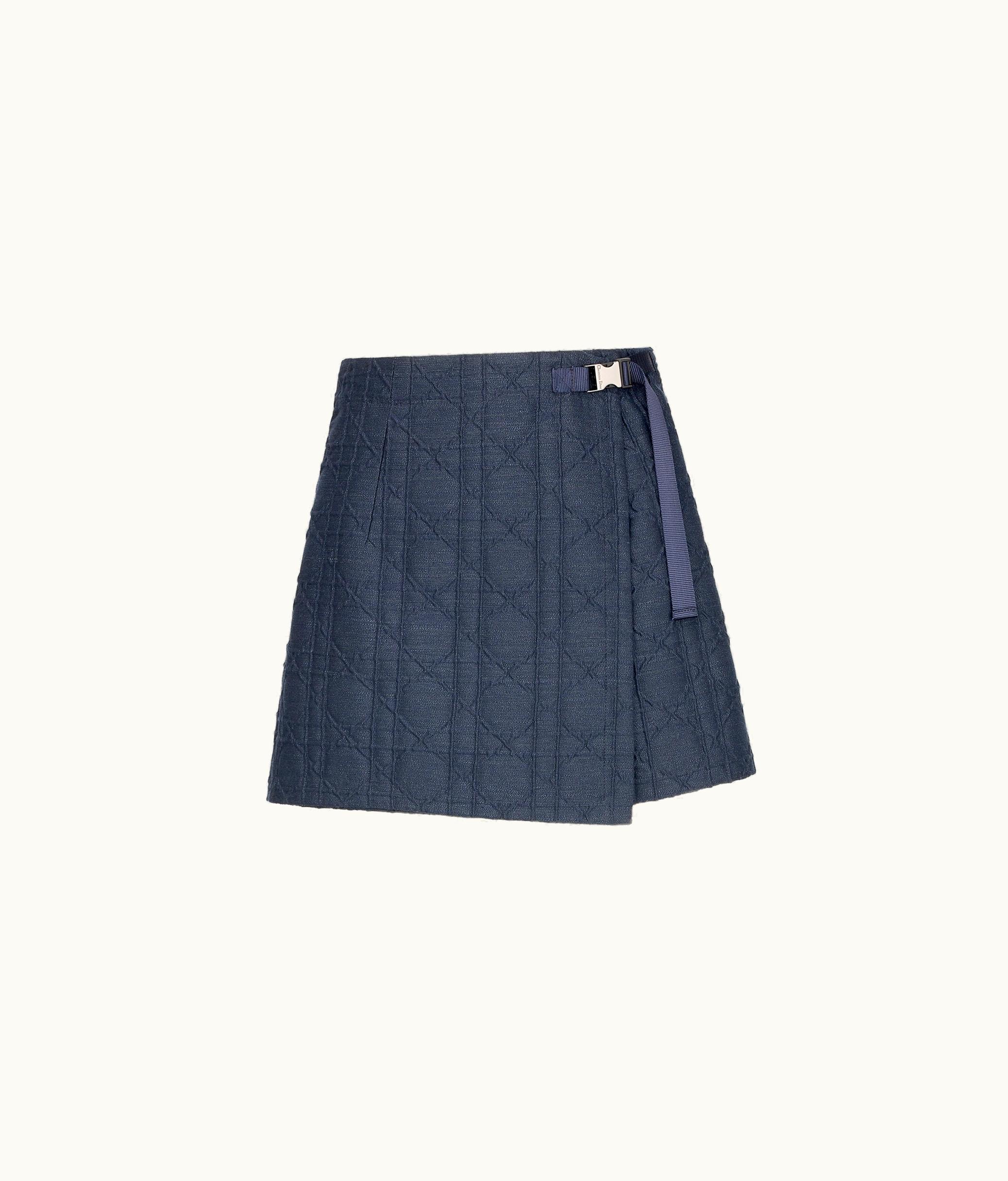 Dior Dior Macrocannage Skort - Blue Technical Cotton Cloqué With Denim Effect