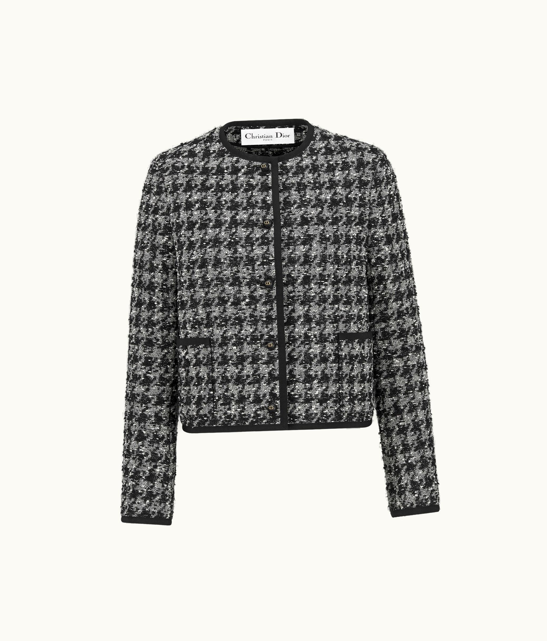 Dior Dior Cropped Jacket - Black And White Houndstooth Technical Cotton Tweed
