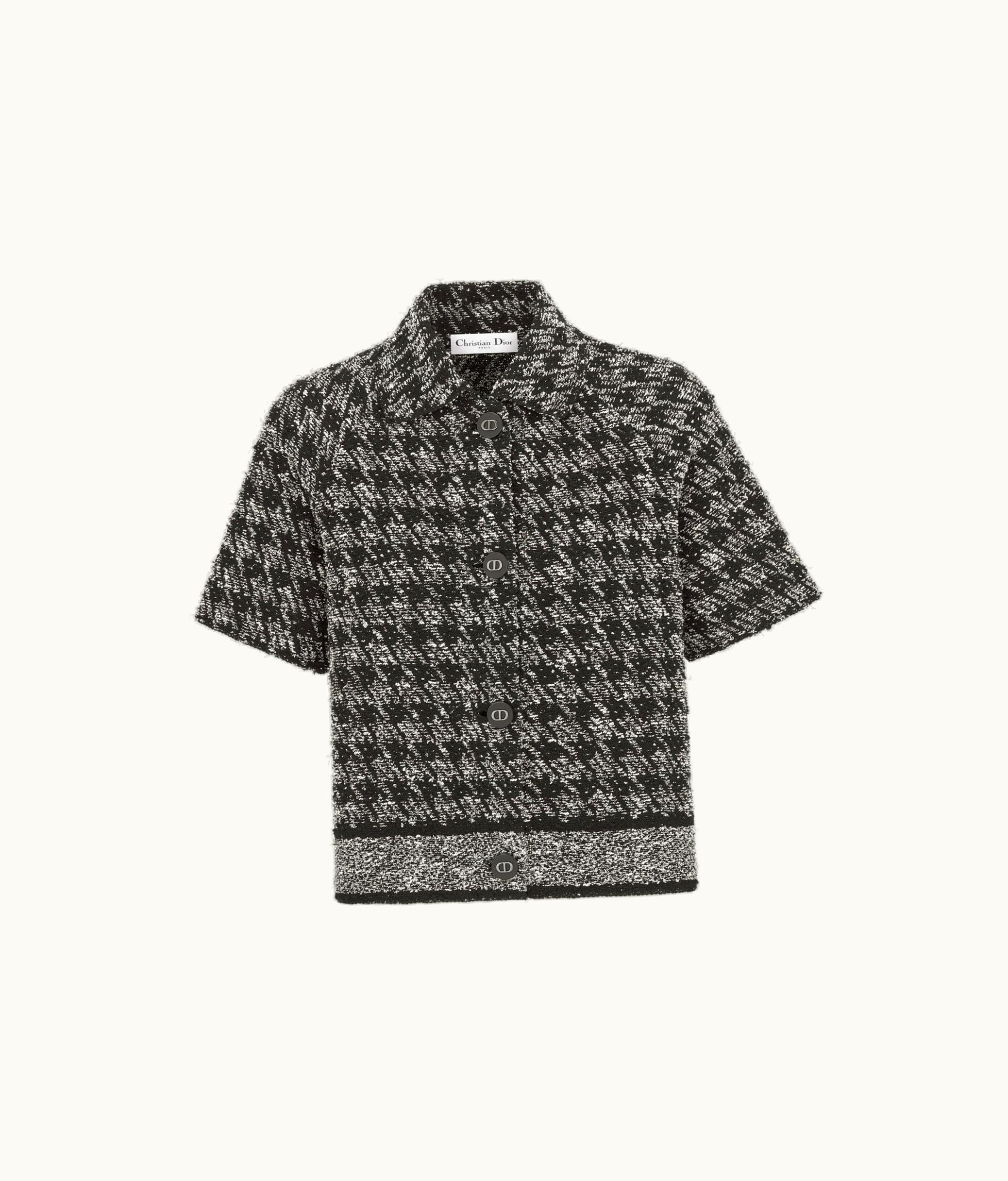 Dior Dior Short-Sleeved Jacket - Black And White Houndstooth Technical Cotton Tweed