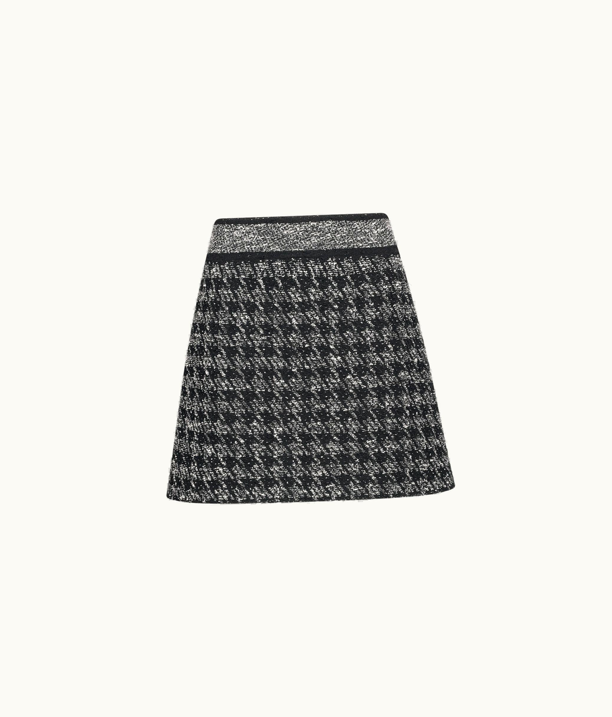 Dior Dior Flared Miniskirt - Black And White Houndstooth Technical Cotton Tweed