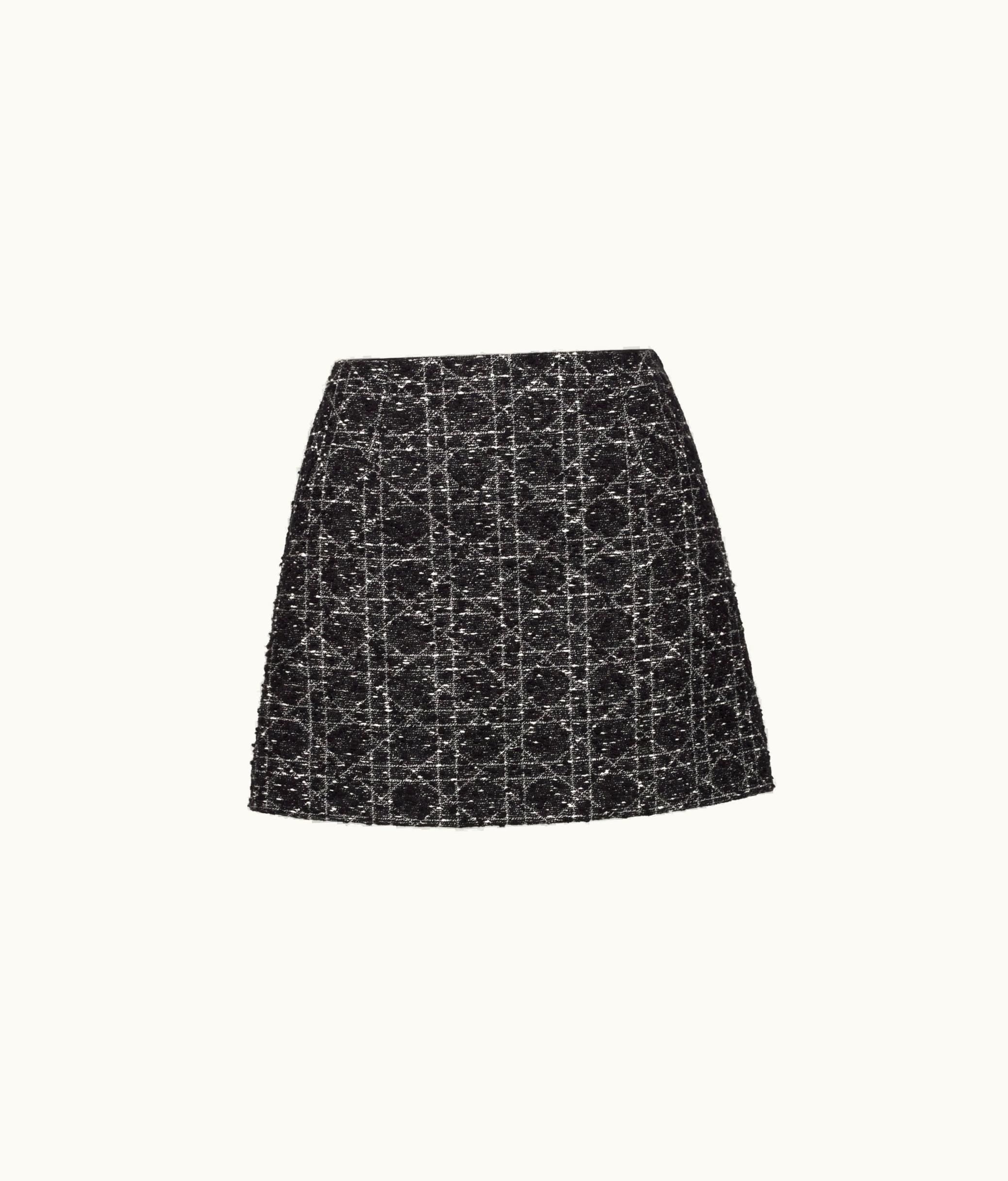 Dior Dior Macrocannage Miniskirt - Black And White Technical Cotton Tweed