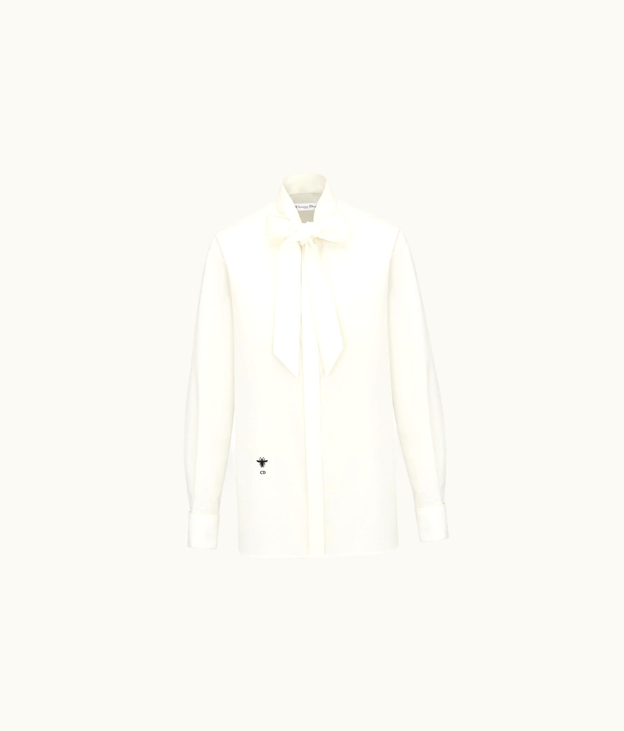 Dior Dior Shirt With Bow Collar - White Cotton And Silk Poplin