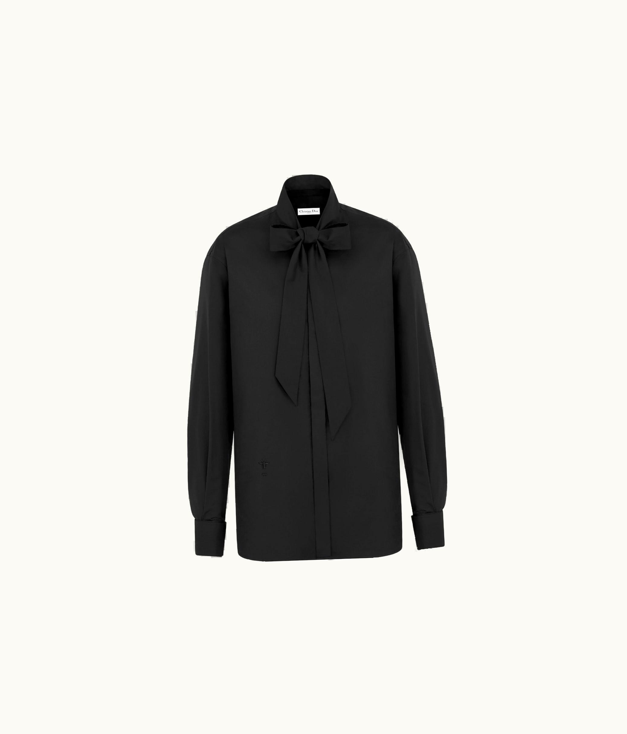 Dior Dior Shirt With Bow Collar - Black Cotton And Silk Poplin